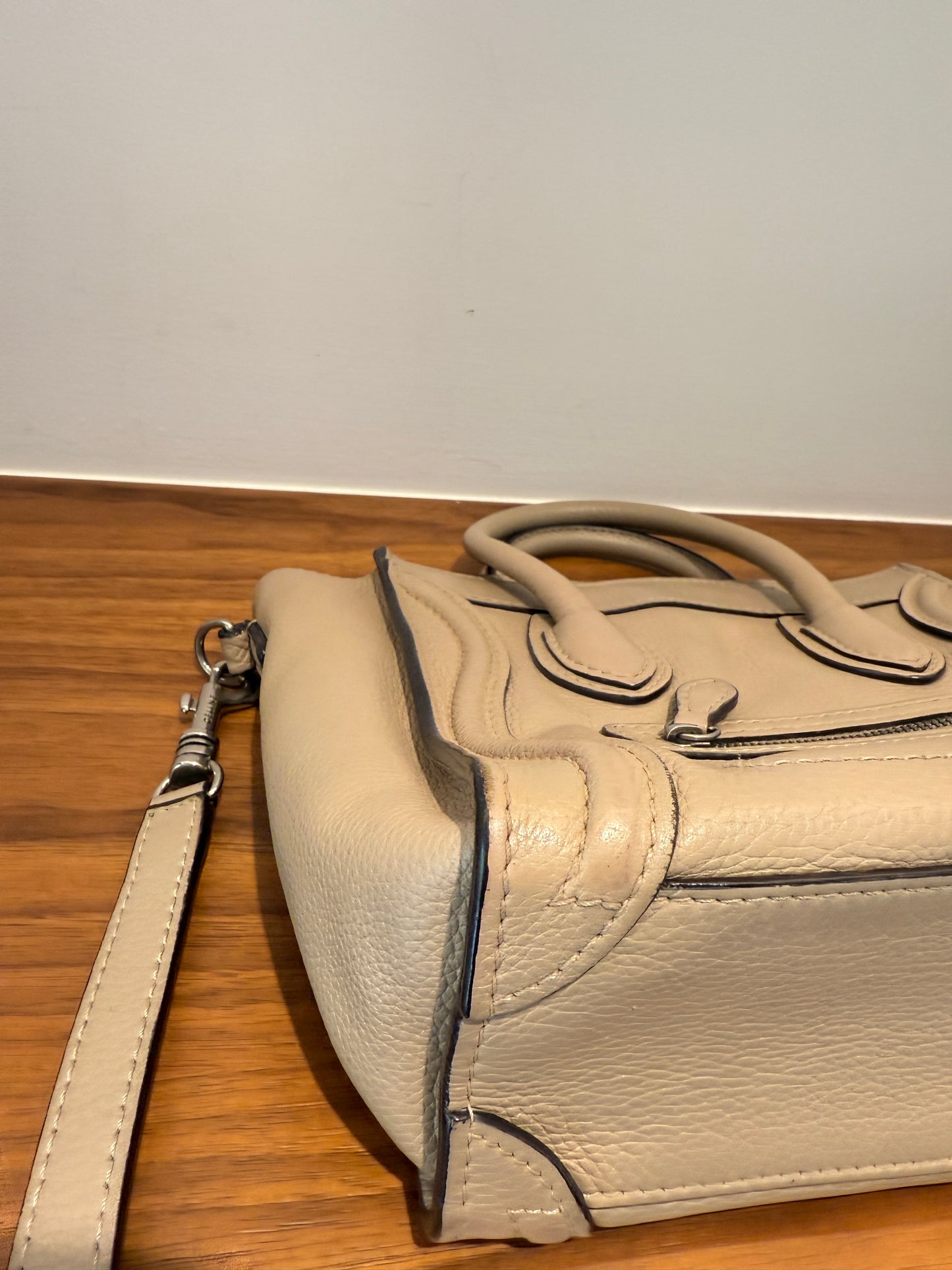Celine Nano Phantom luggage tote in Beige