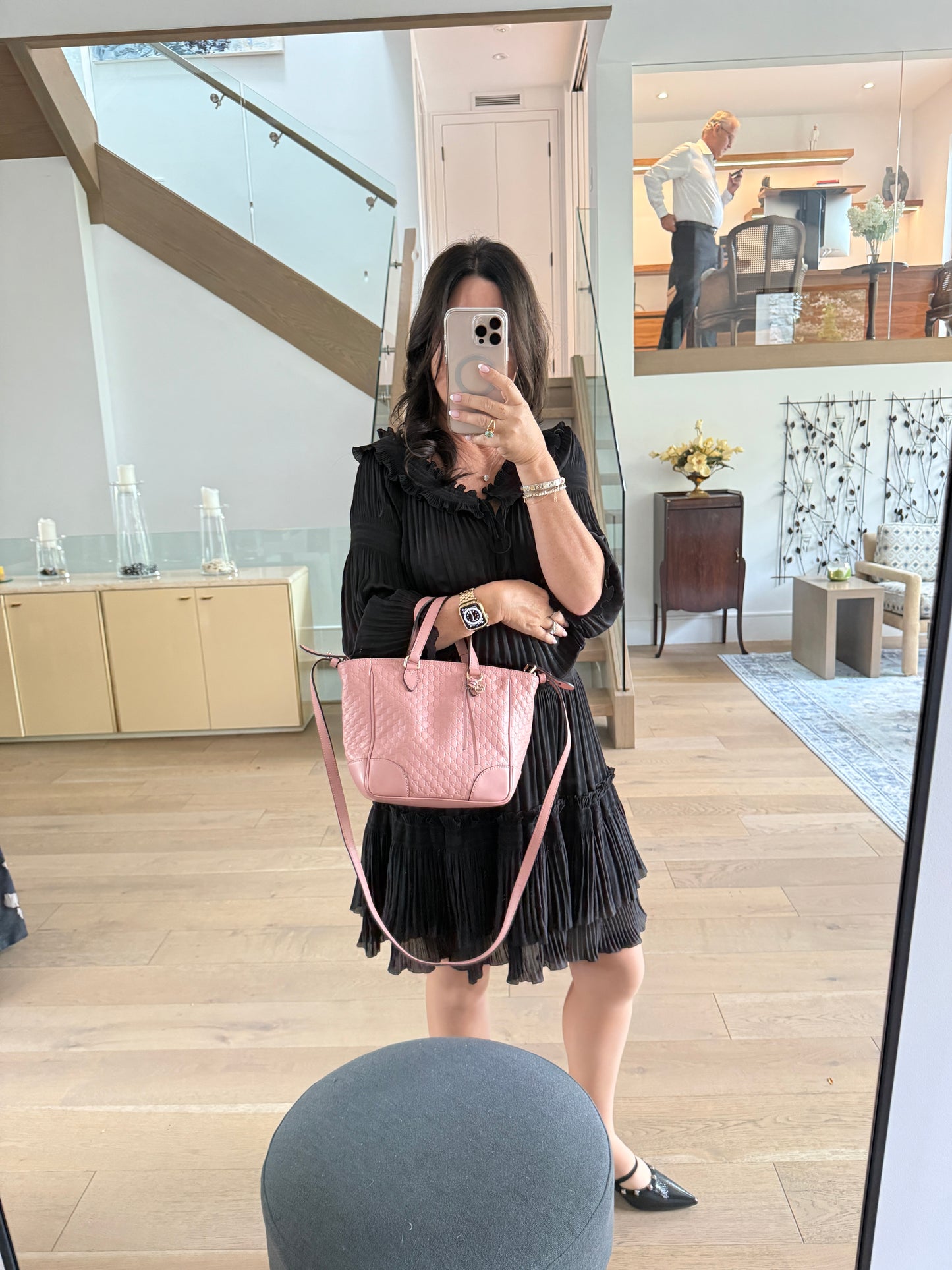 Microguccissima Small Bree Tote in soft pink