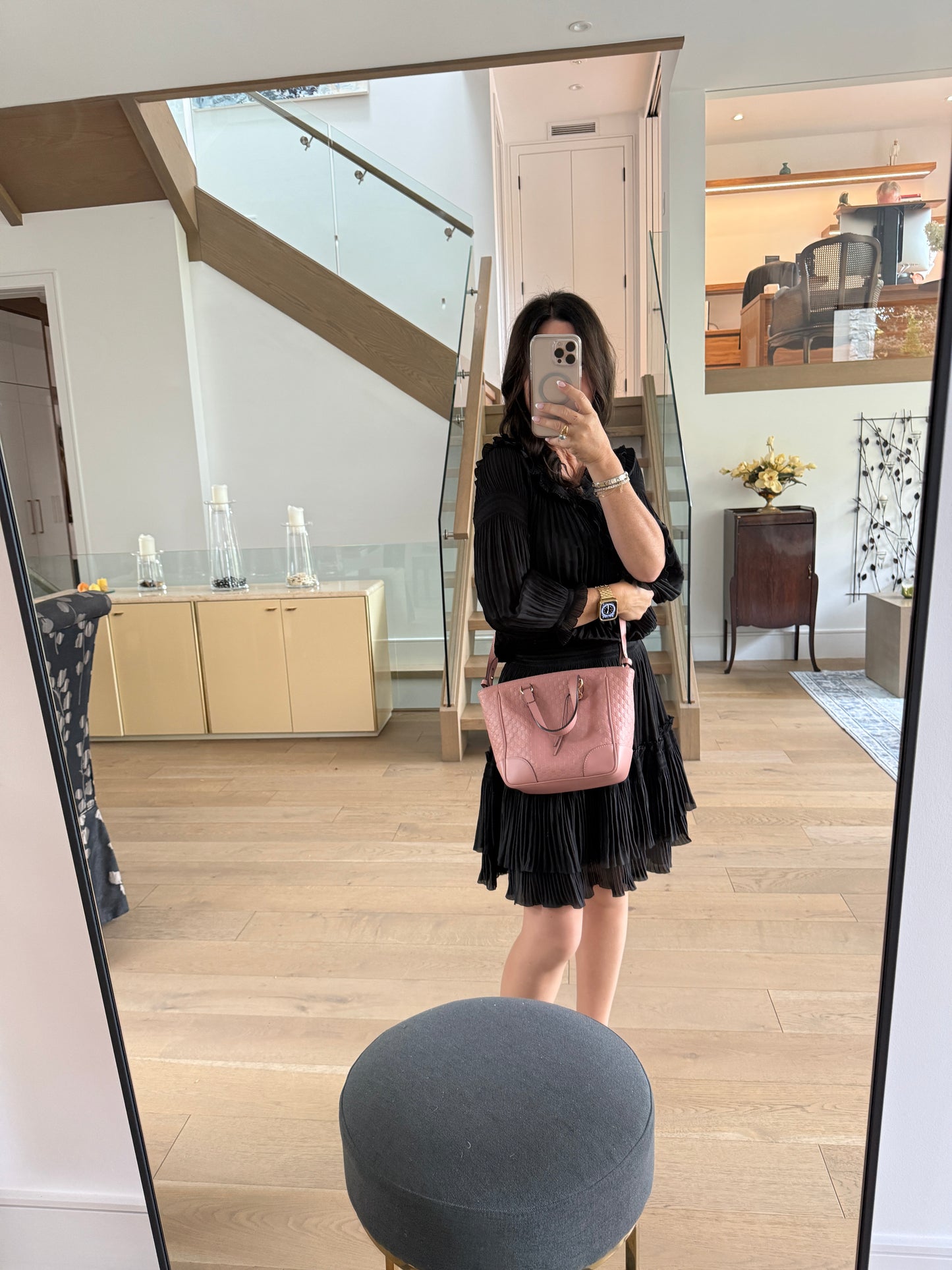 Microguccissima Small Bree Tote in soft pink