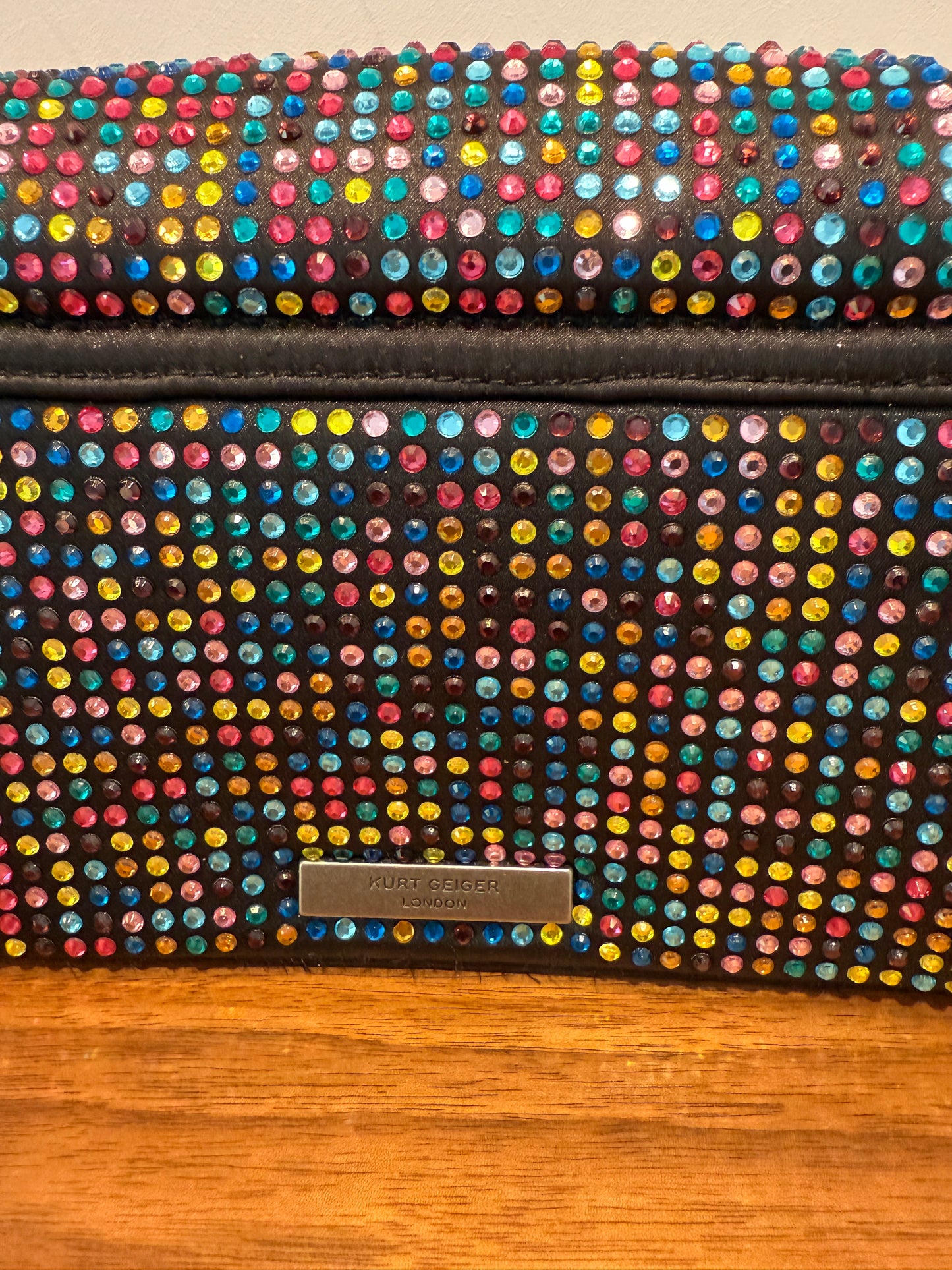 Kurt Gieger Colourful Rhinestone Bag with Black Trim