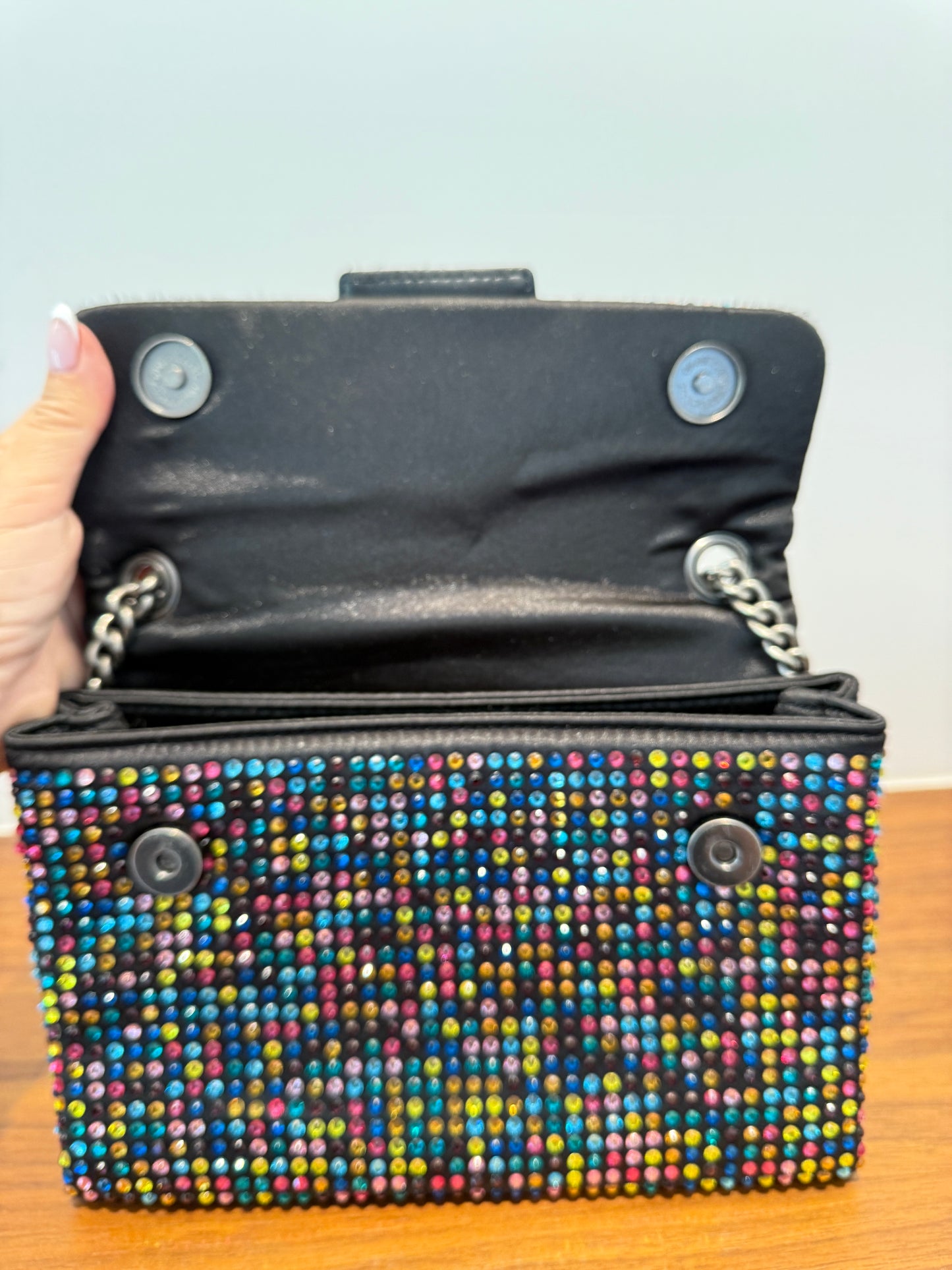 Kurt Gieger Colourful Rhinestone Bag with Black Trim