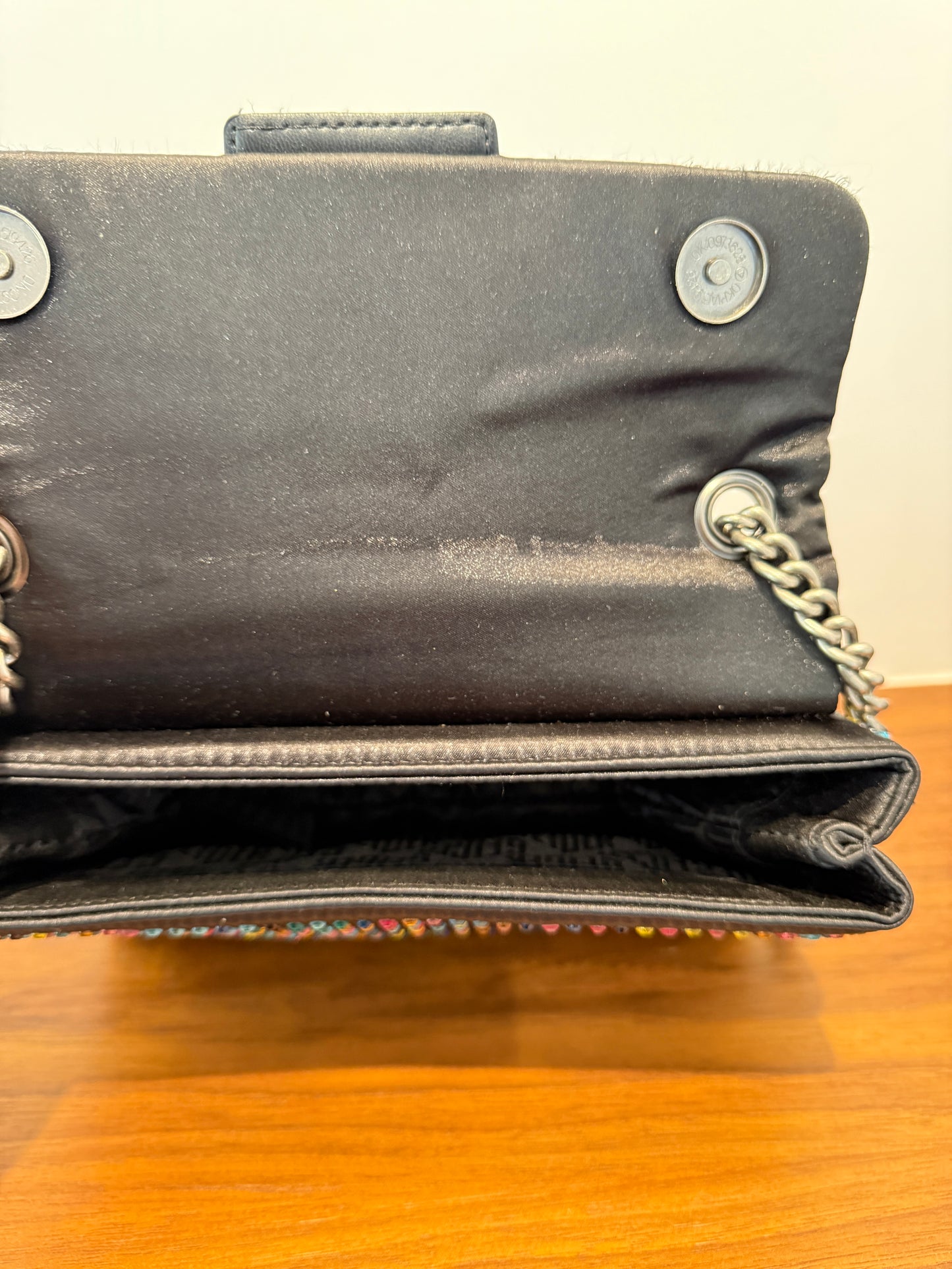 Kurt Gieger Colourful Rhinestone Bag with Black Trim