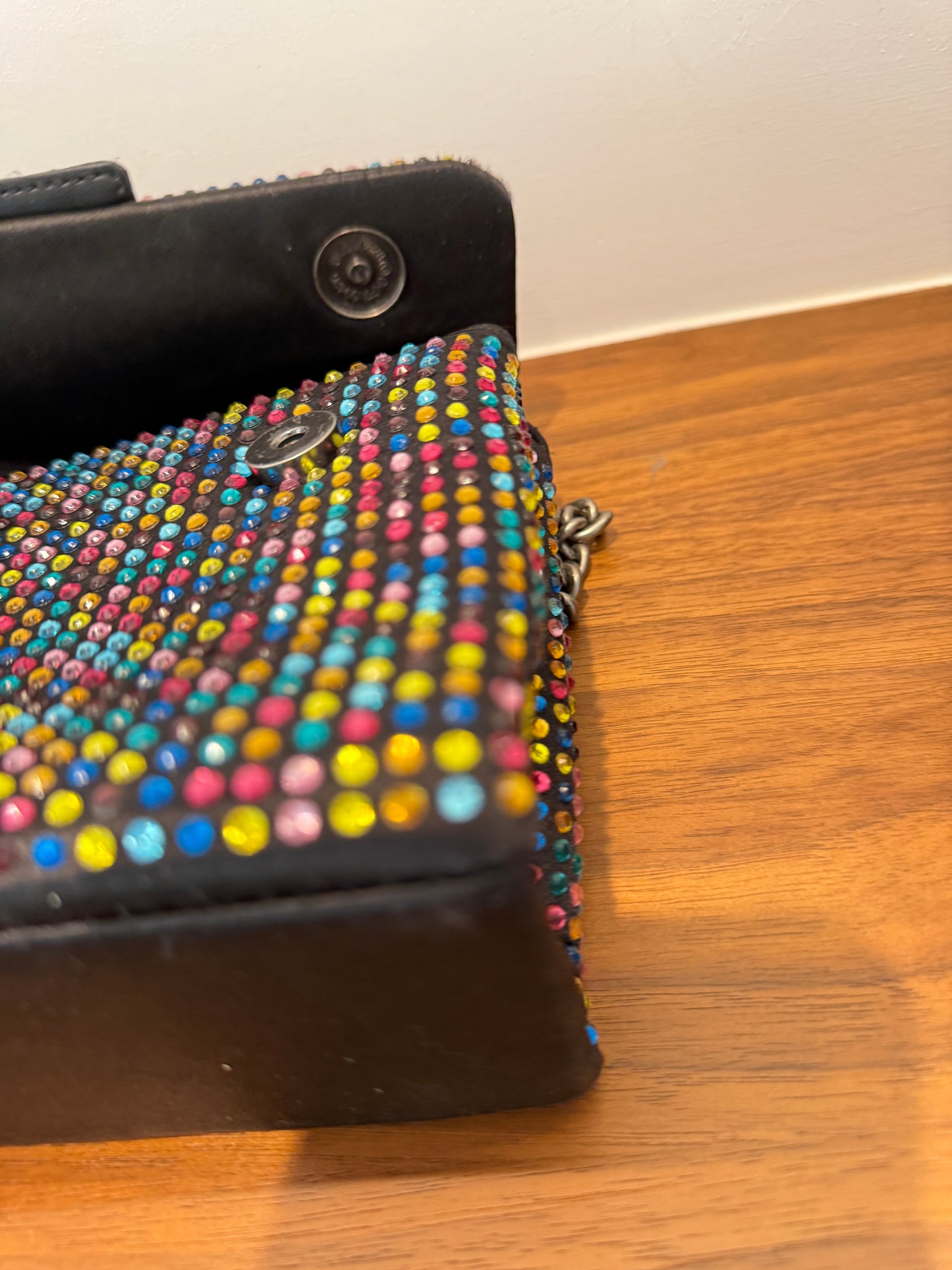 Kurt Gieger Colourful Rhinestone Bag with Black Trim
