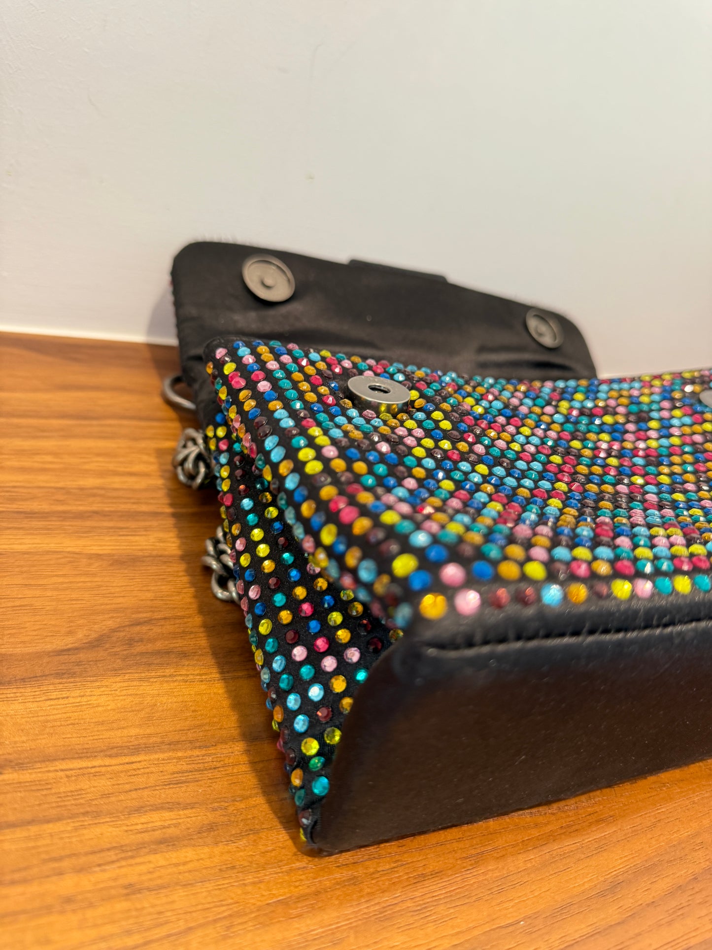 Kurt Gieger Colourful Rhinestone Bag with Black Trim