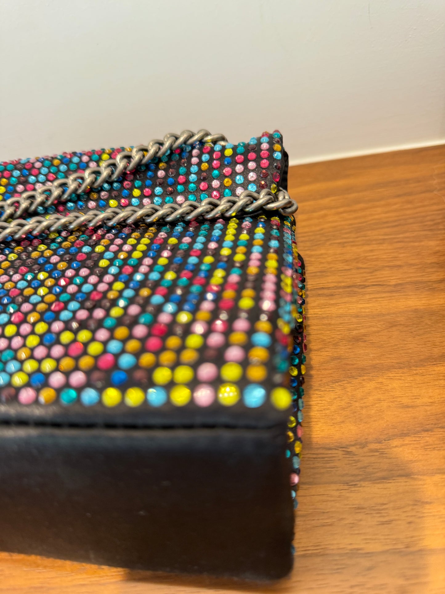Kurt Gieger Colourful Rhinestone Bag with Black Trim