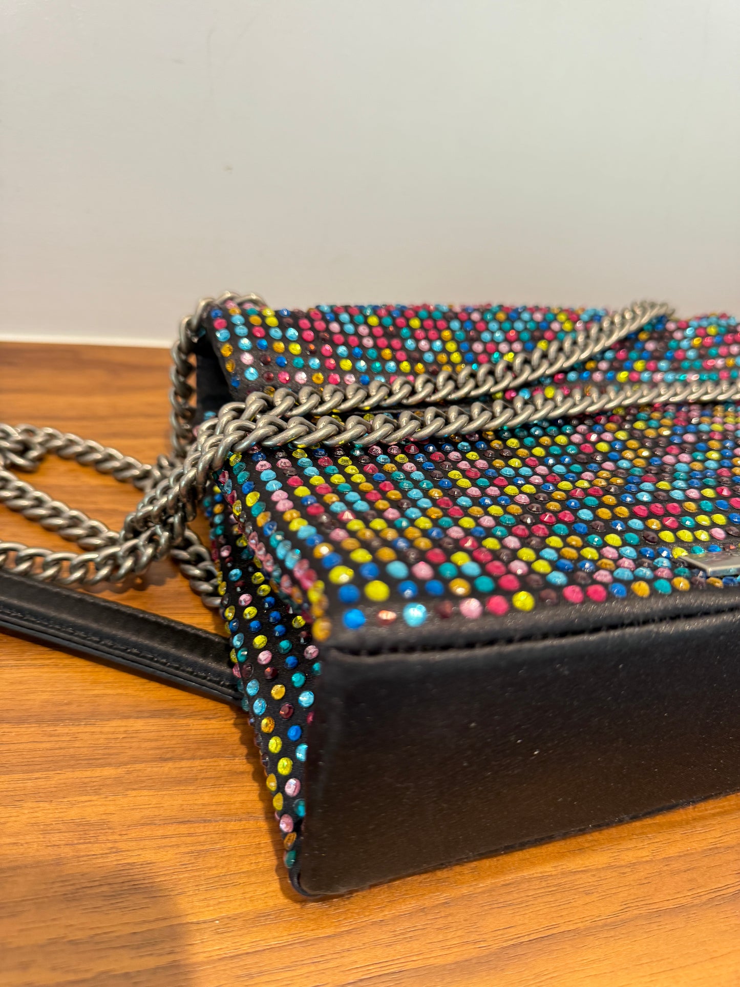 Kurt Gieger Colourful Rhinestone Bag with Black Trim