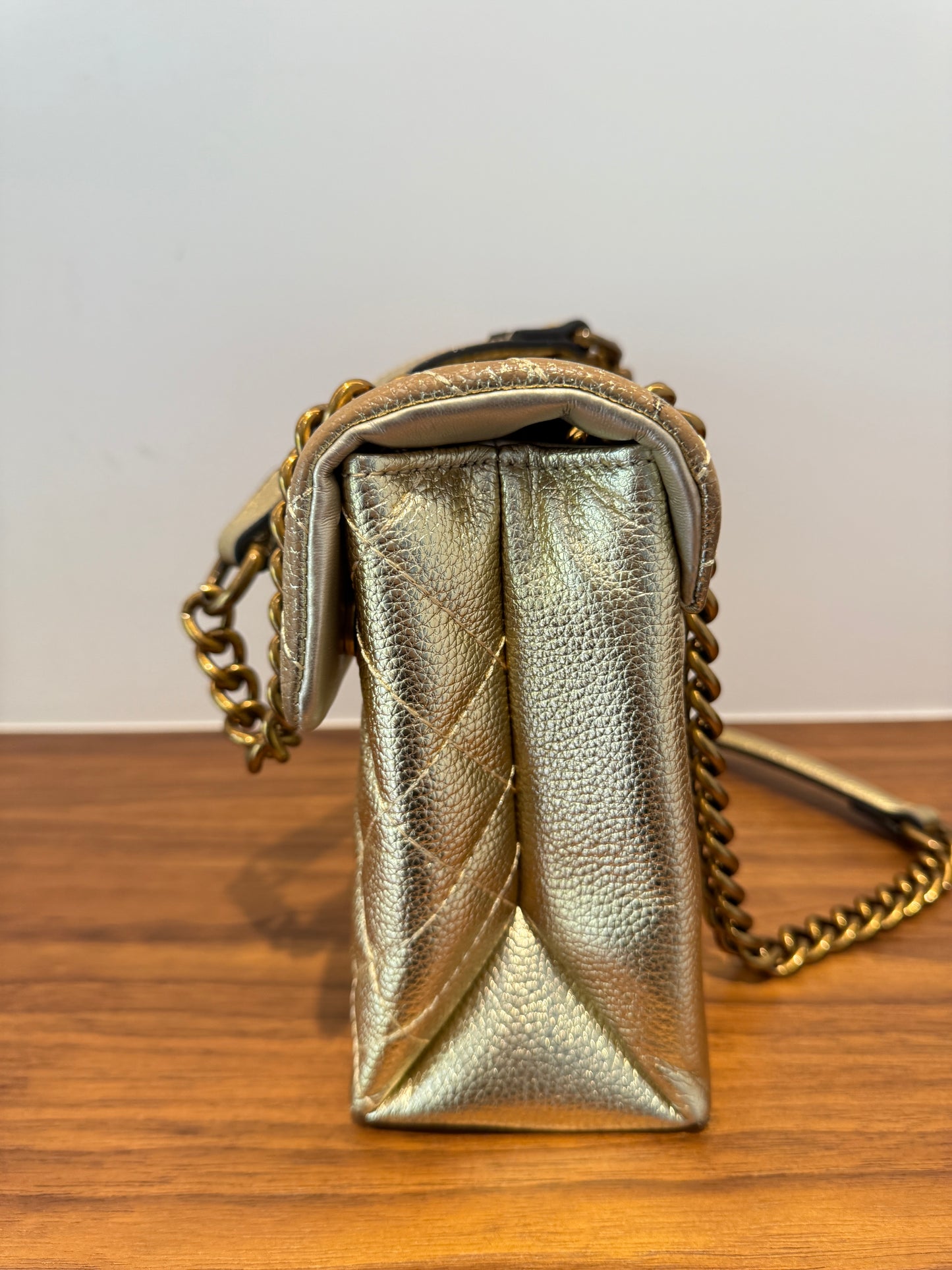 Kurt Geiger The Brixton leather metallic gold shoulder bag