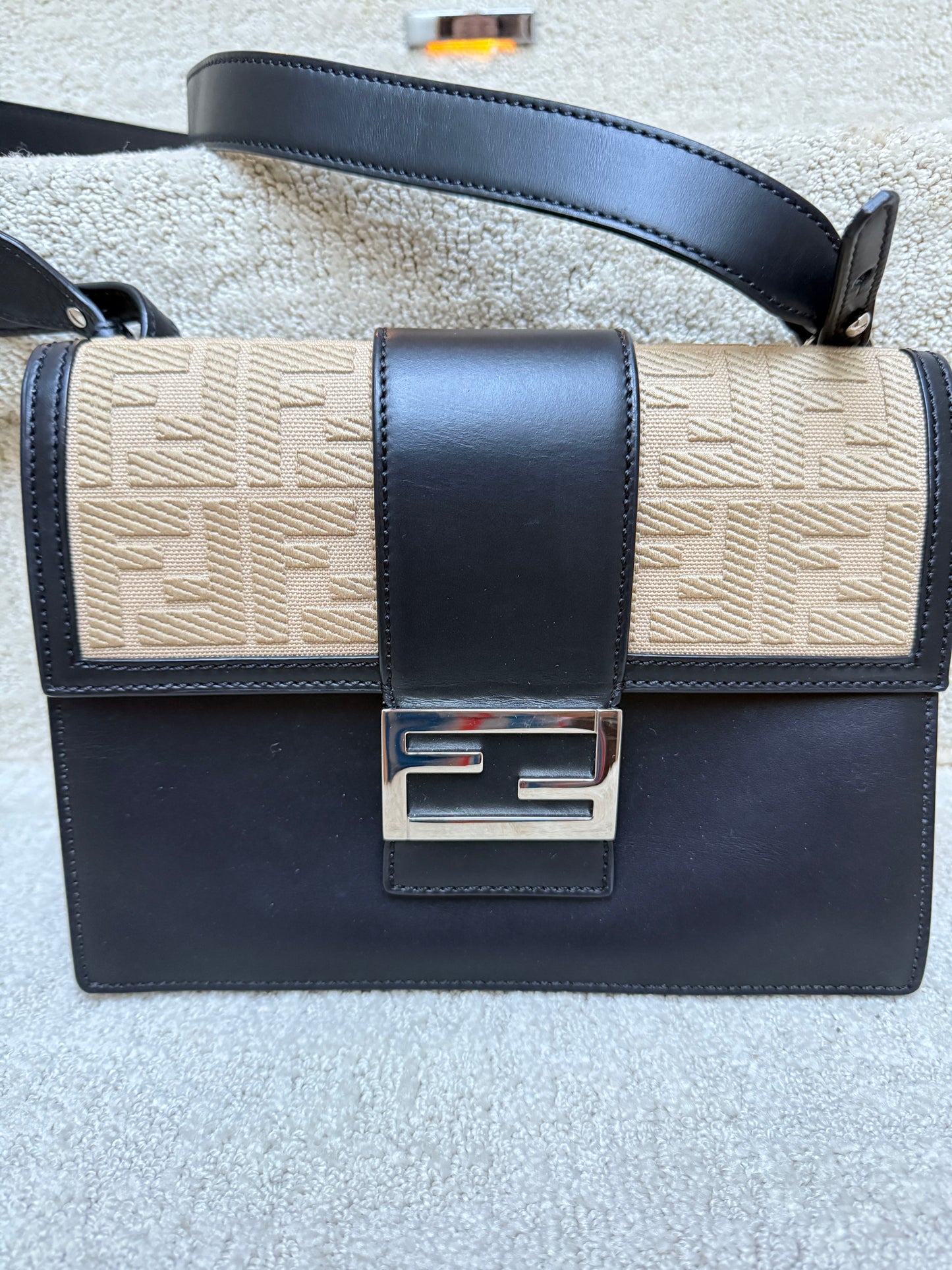 Fendi Flat Baguette Zucca Jacquard Crossbody