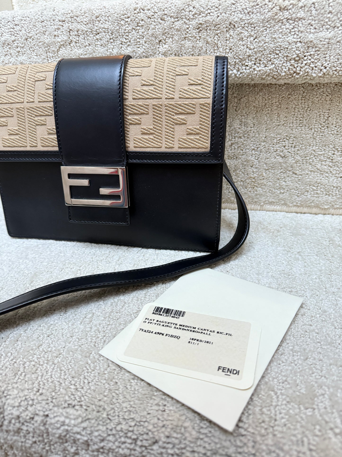Fendi Flat Baguette Zucca Jacquard Crossbody