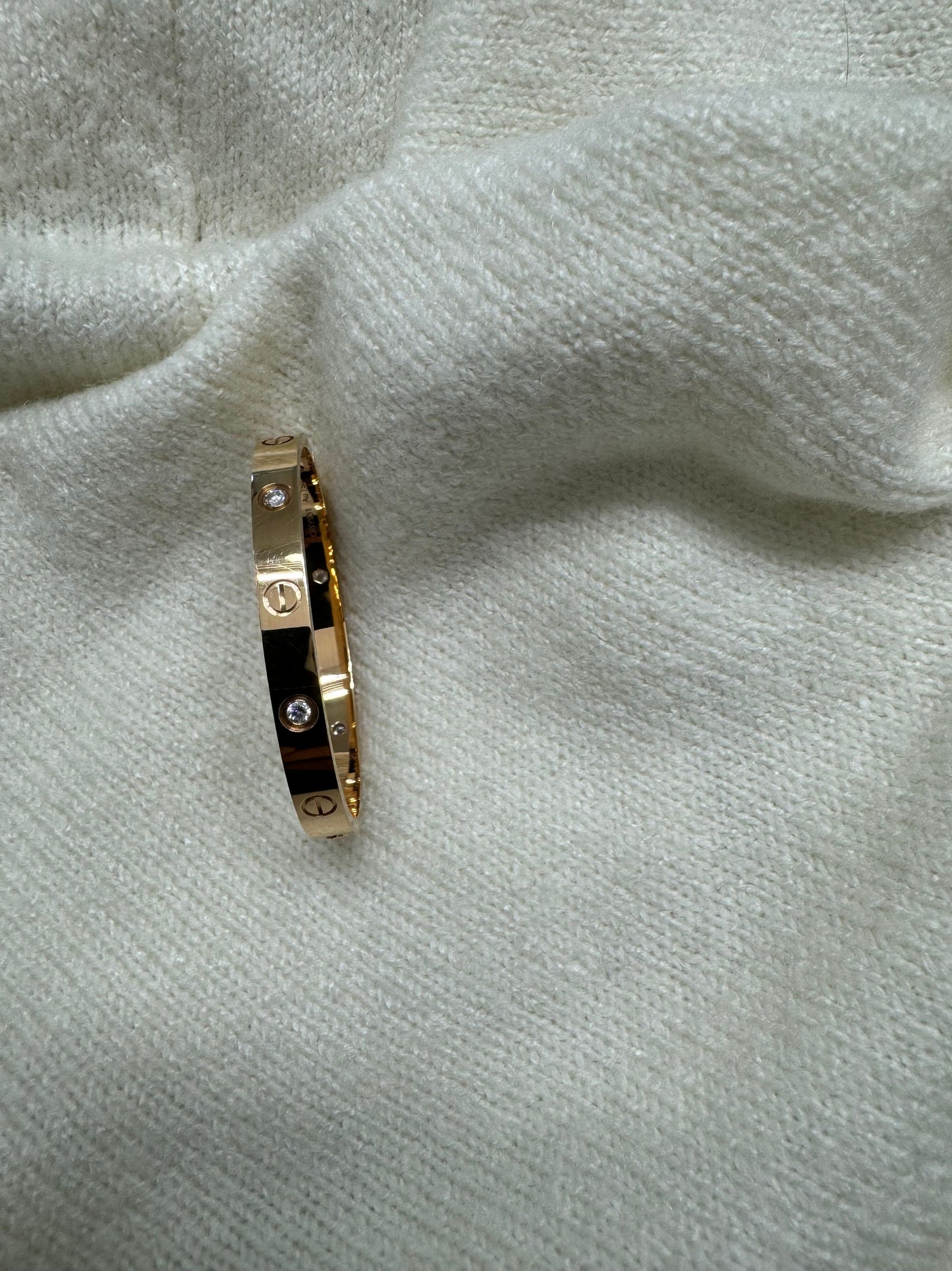 CARTIER 18k pink Gold 4 Diamond LOVE Bracelet size 16