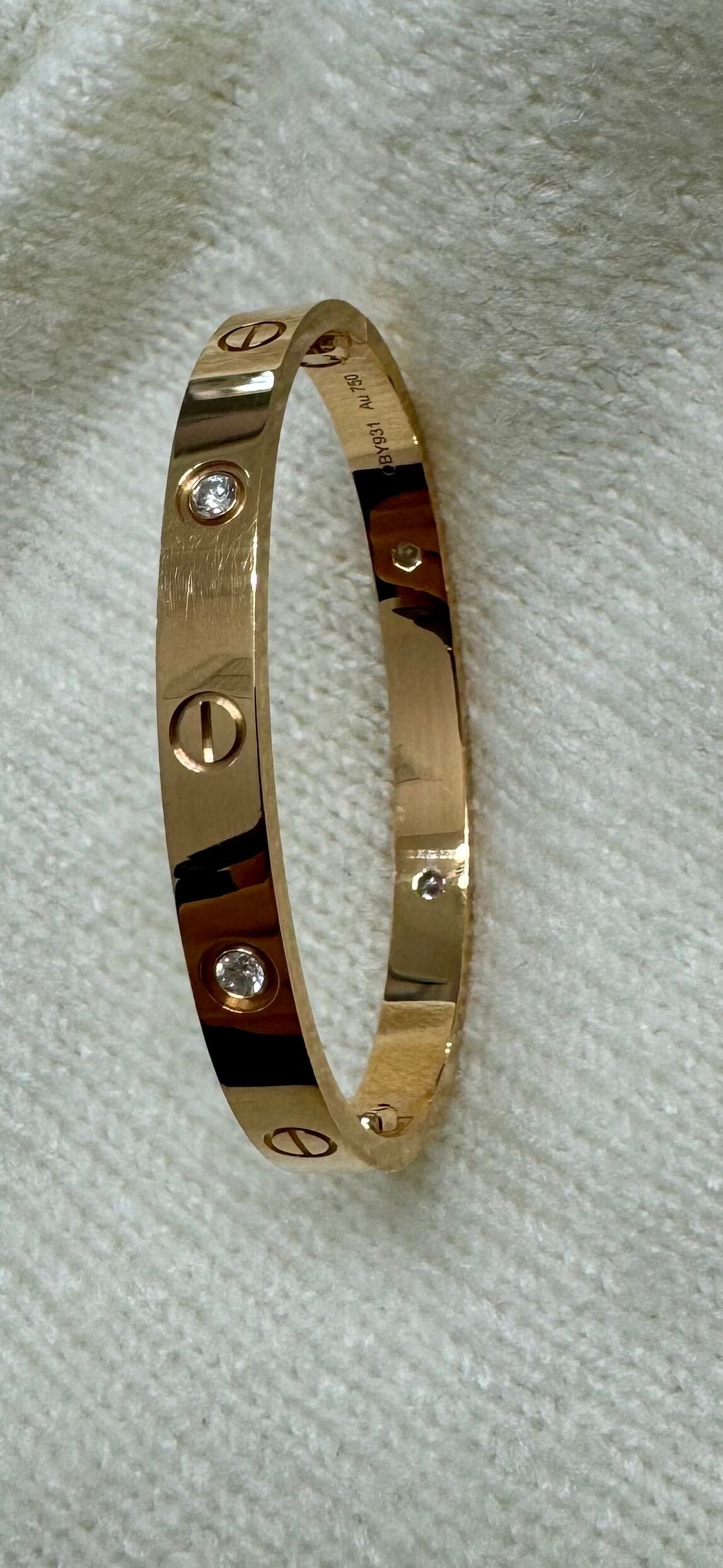 CARTIER 18k pink Gold 4 Diamond LOVE Bracelet size 16