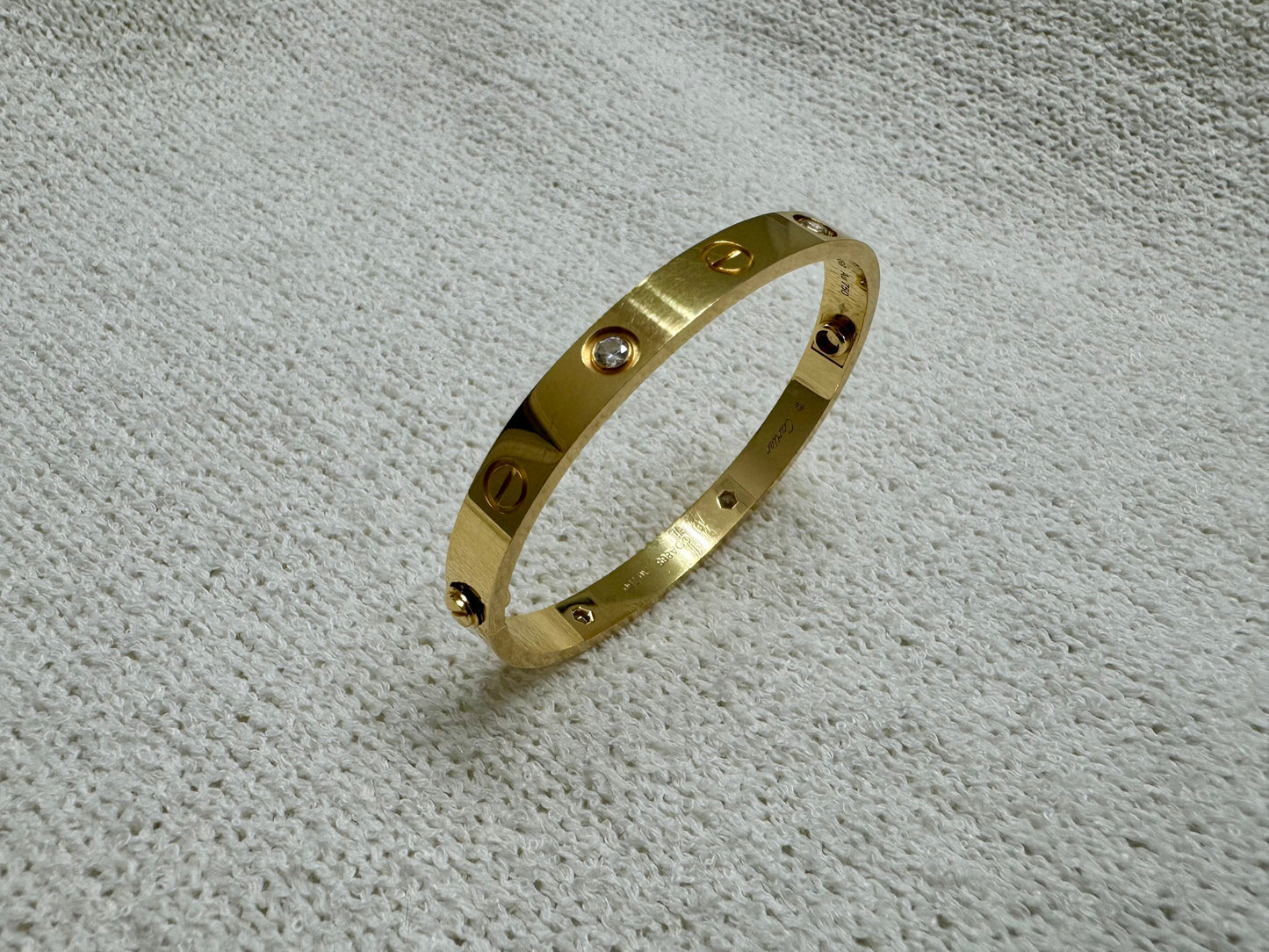 CARTIER 18k yellow Gold 4 Diamond LOVE Bracelet size 16