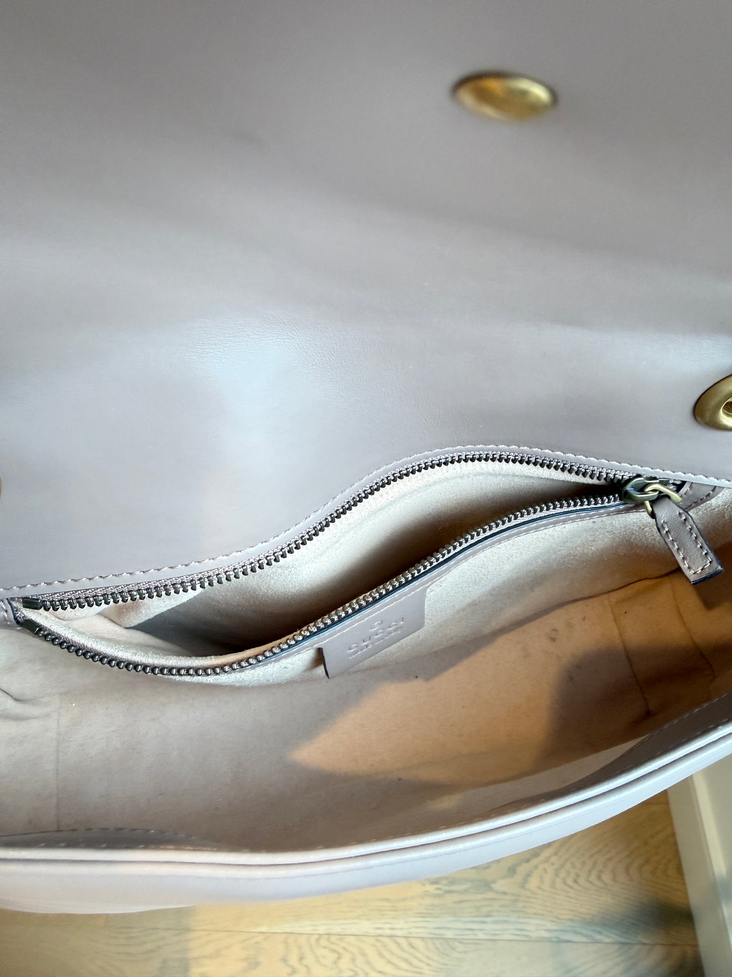 GUCCI Calfskin Matelasse GG Marmont small in taupe