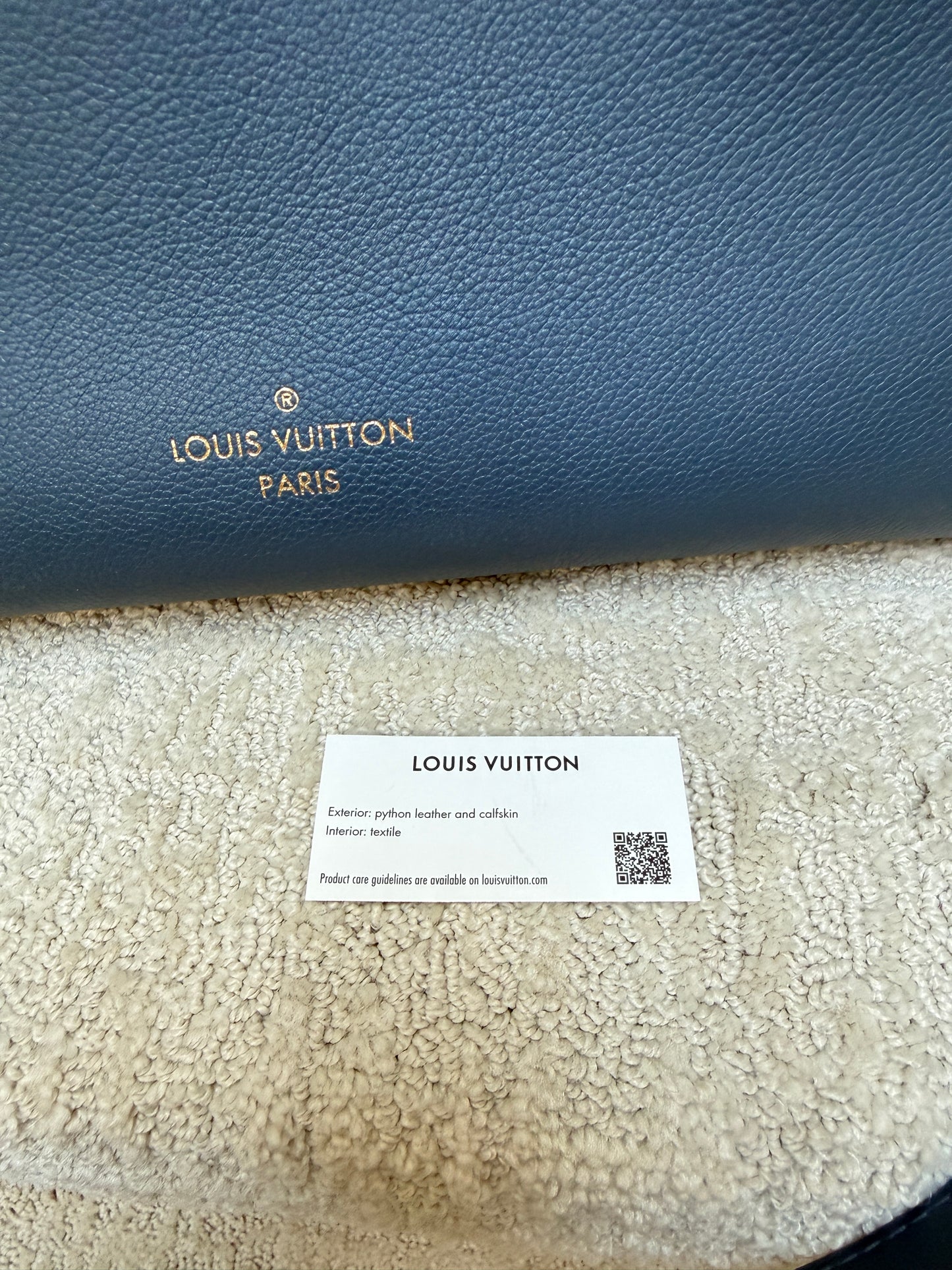 Louis Vuitton Calfskin Monogram On My Side MM in Navy with Python Trim