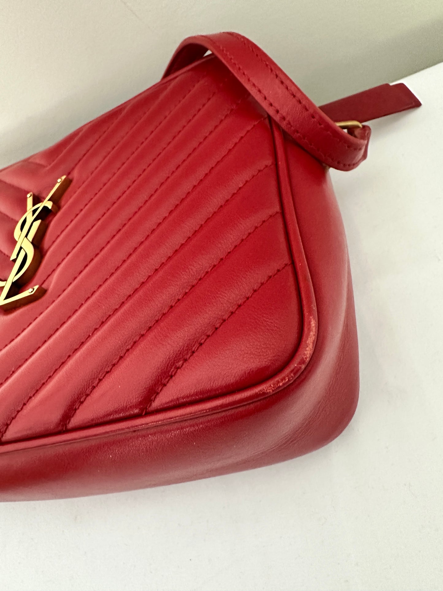 YSL LouLou Crossbody Leather Bag in Red