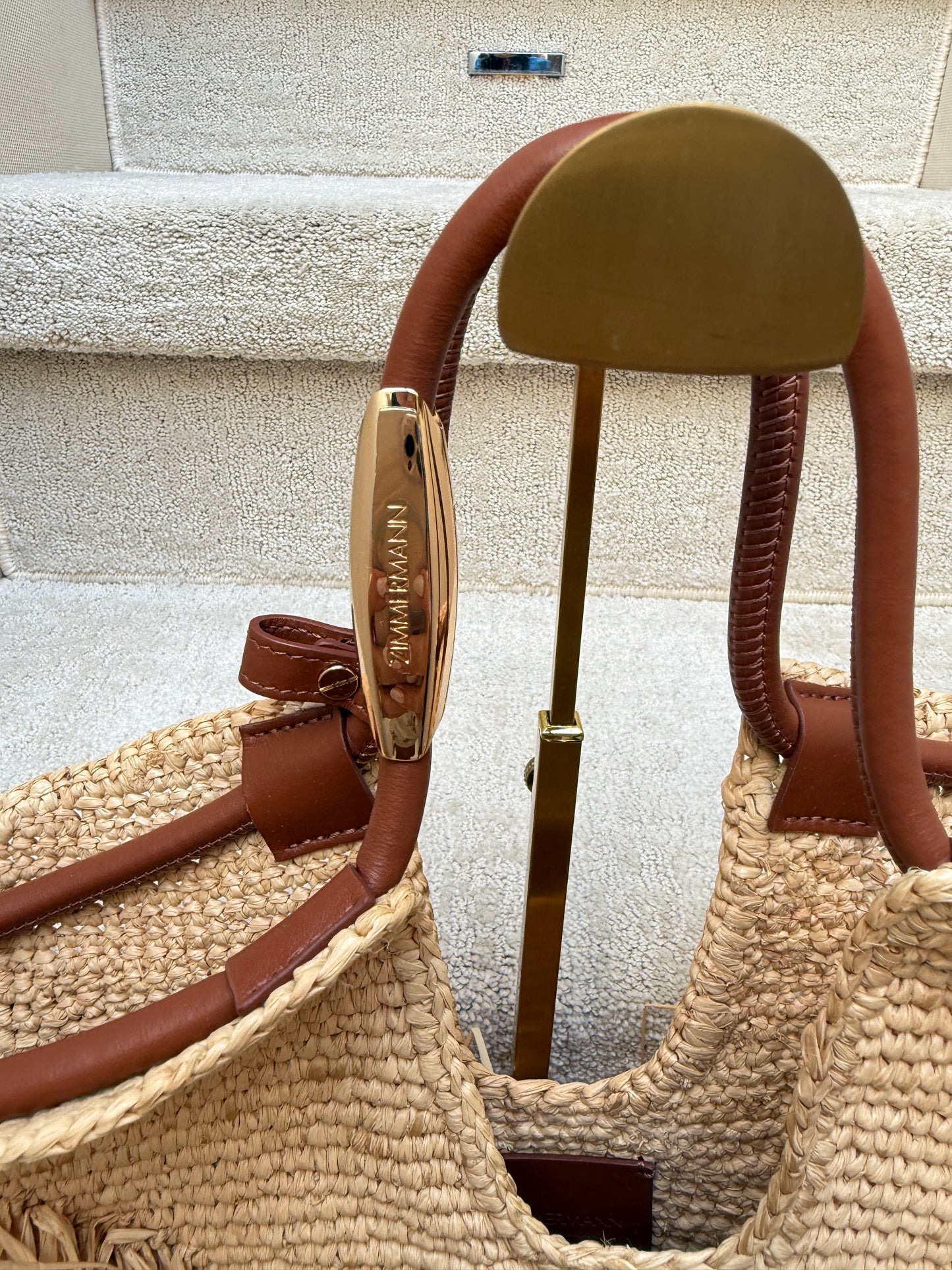 Zimmerman Raffia handbag with Leather trim