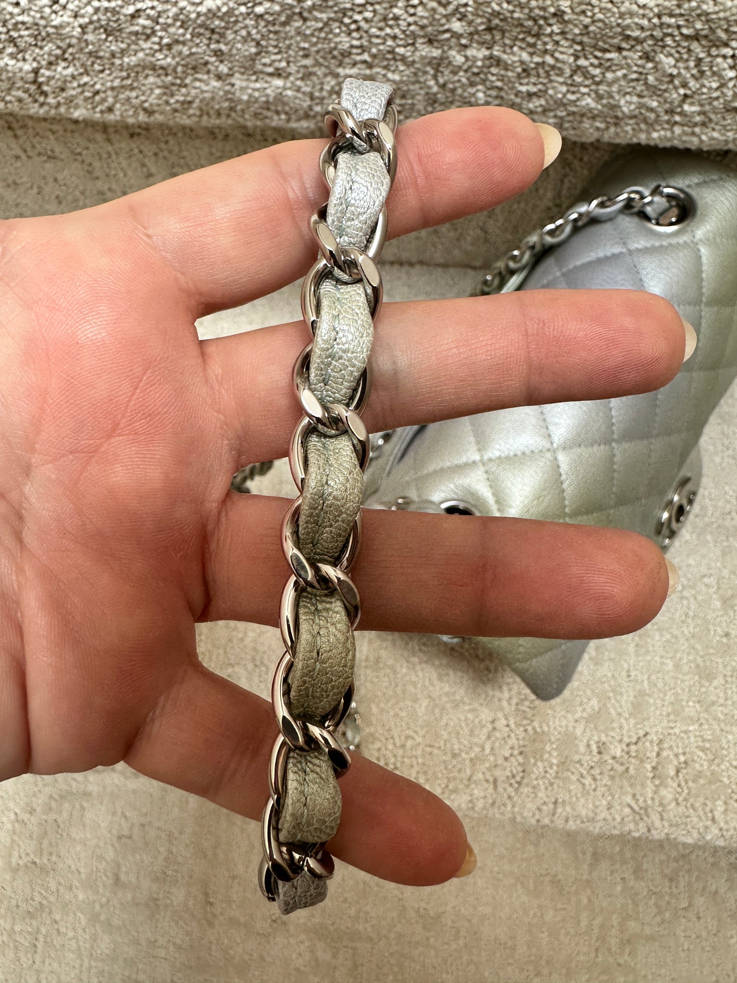 Chanel 22C Rectangular Mini Flap Bag in Grey/Green Ombre
