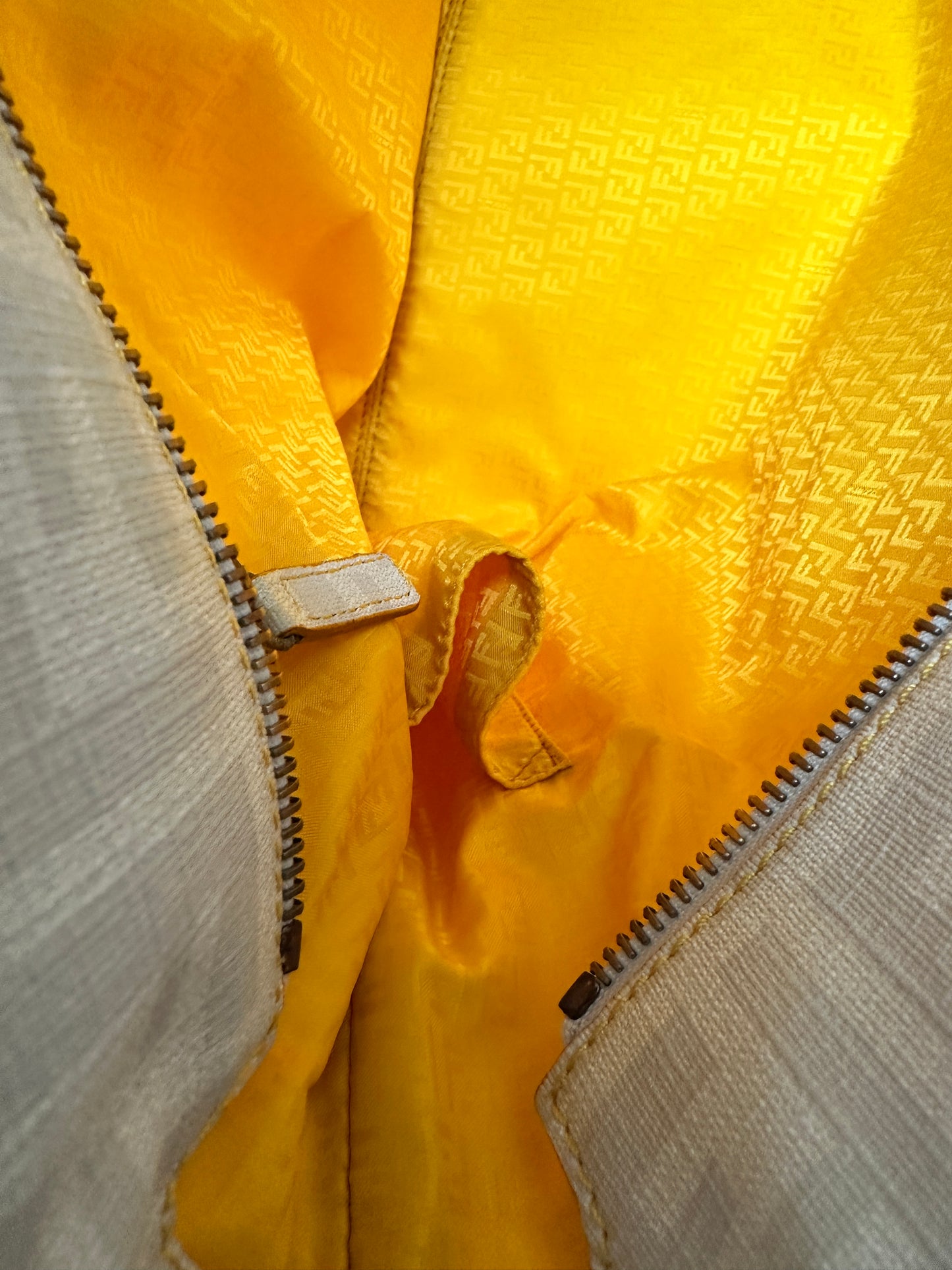 Fendi Monogram Tote in White with Yellow accents