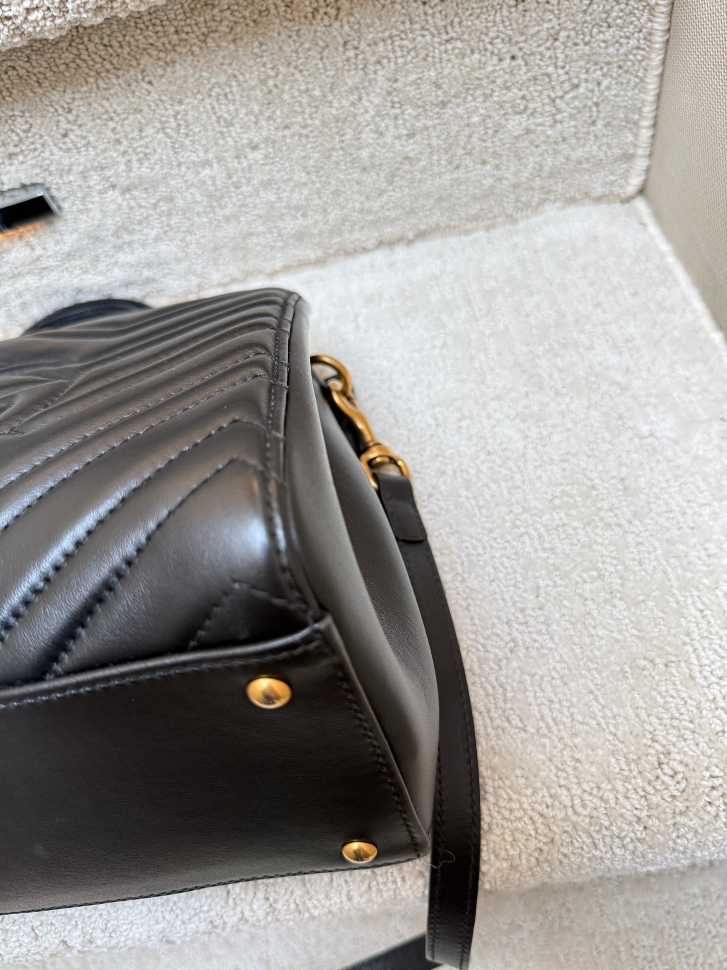 Gucci Calfskin Matelasse Small GG Marmont Tote in Black