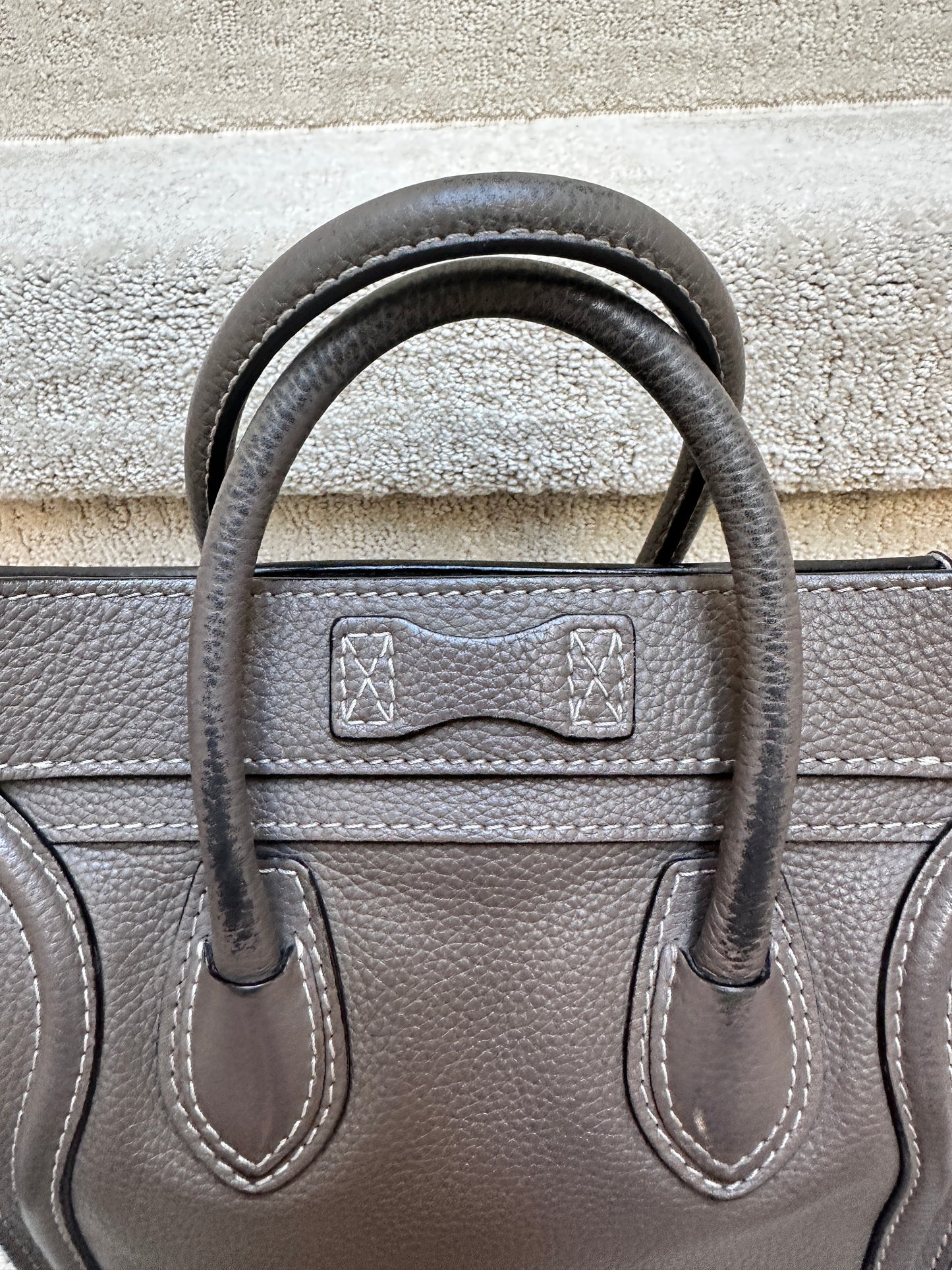 Celine Nano Phantom luggage tote in Greige