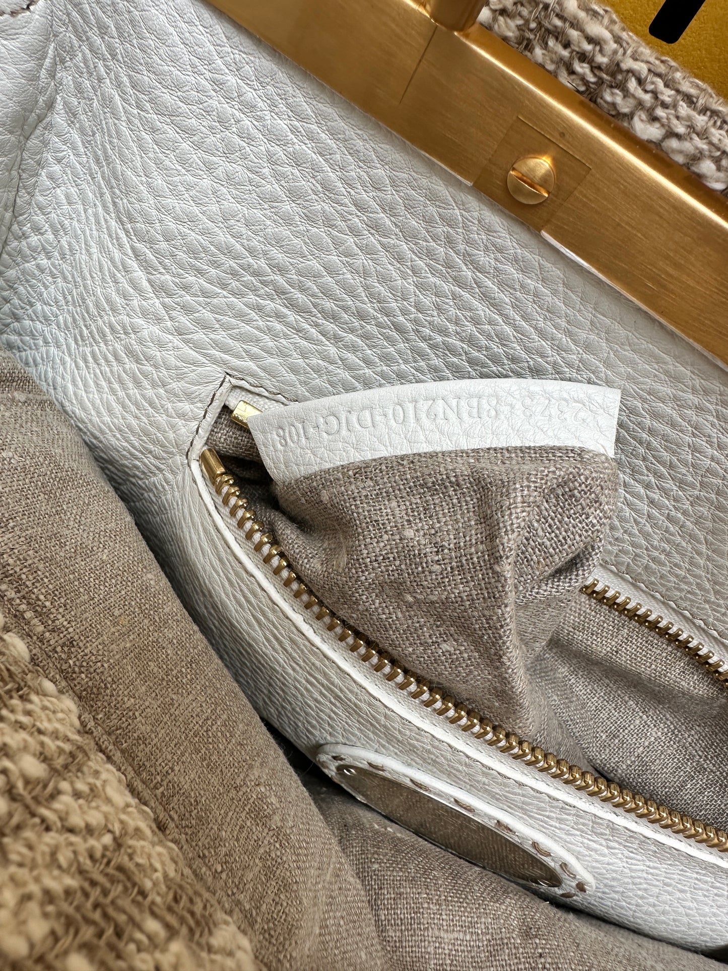 Fendi large peekaboo in monogram fabric and white leather