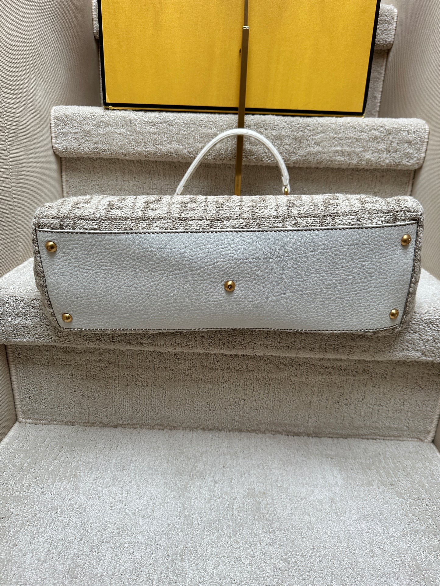 Fendi large peekaboo in monogram fabric and white leather