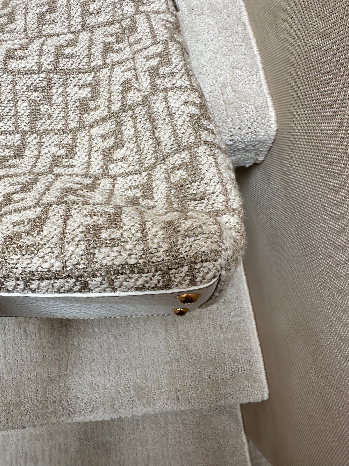 Fendi large peekaboo in monogram fabric and white leather