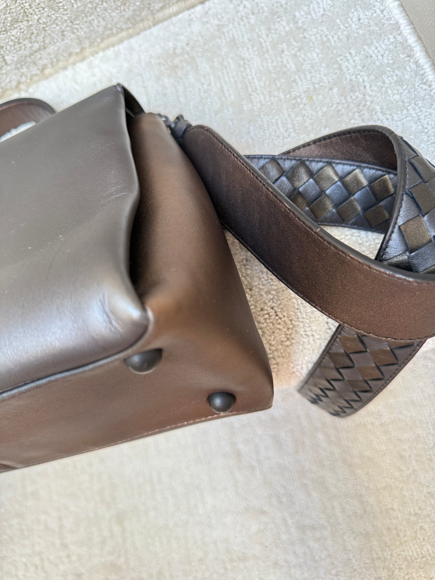 Bottega Veneta Piazza Top Handle Handbag in Metallic Tri Color