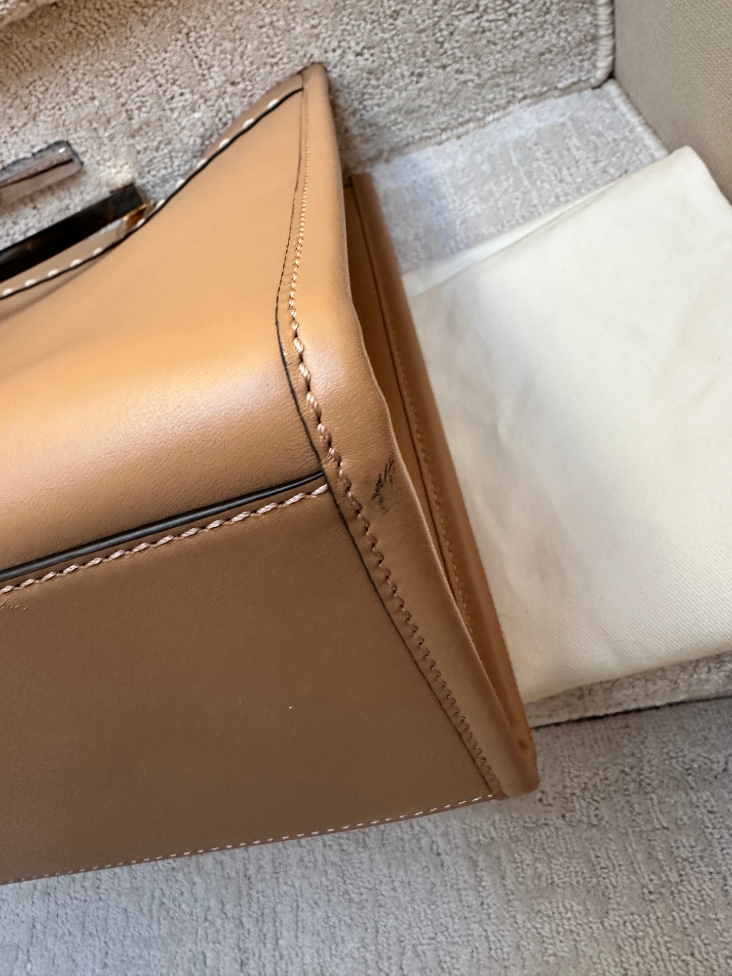 NEW!! Fendi Sunshine Medium Light brown leather and elaphe shopper bag