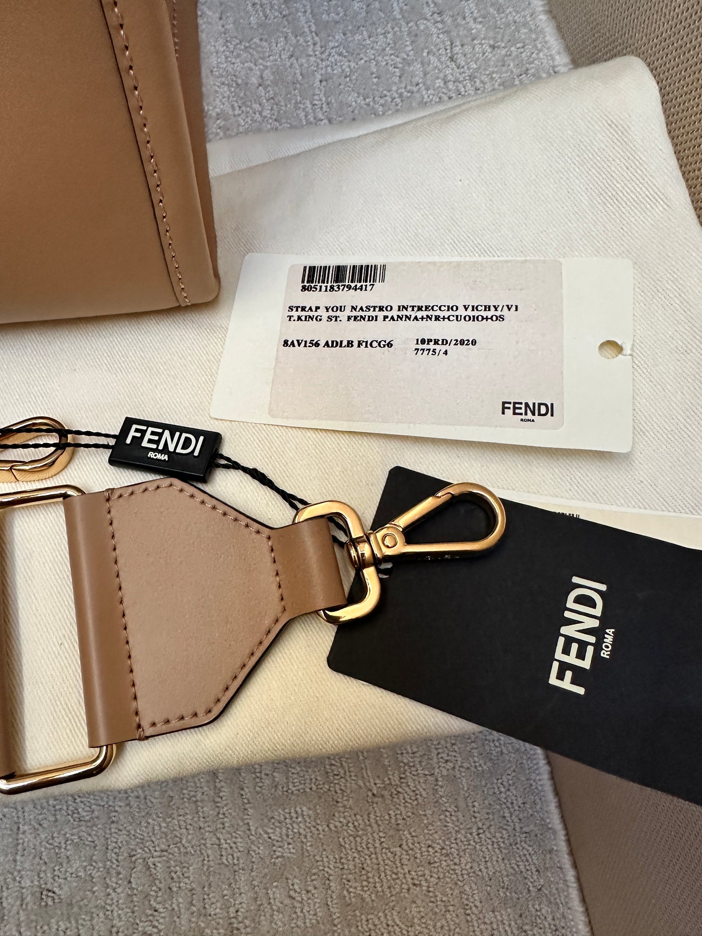 BRAND NEW FENDI Timeless Fabric & Leather Shoulder Strap