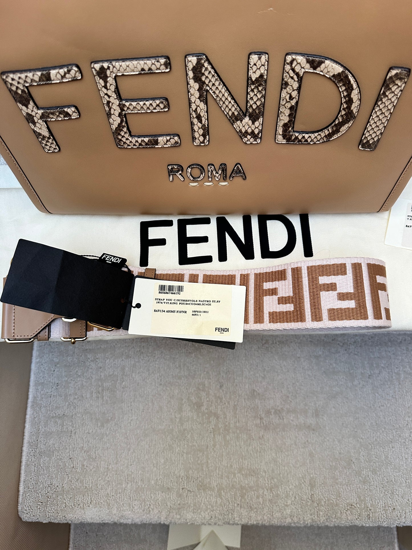 BRAND NEW FENDI Timeless Fabric & Leather Shoulder Strap