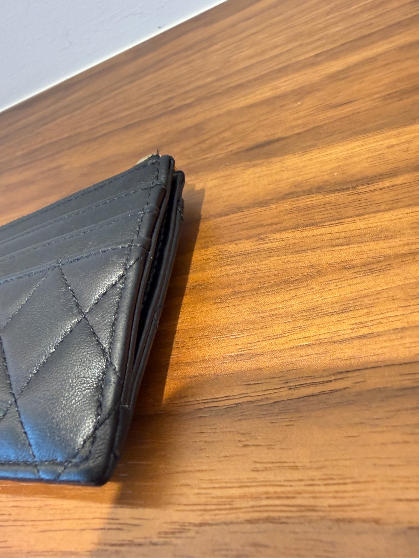 Chanel Lambskin Cardholder in Black with Zipper compartment