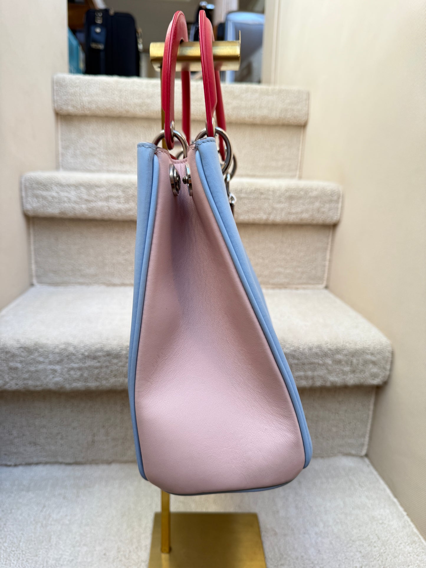 Christian Dior Smooth Calfskin Large Diorissimo Tote Tri-Color