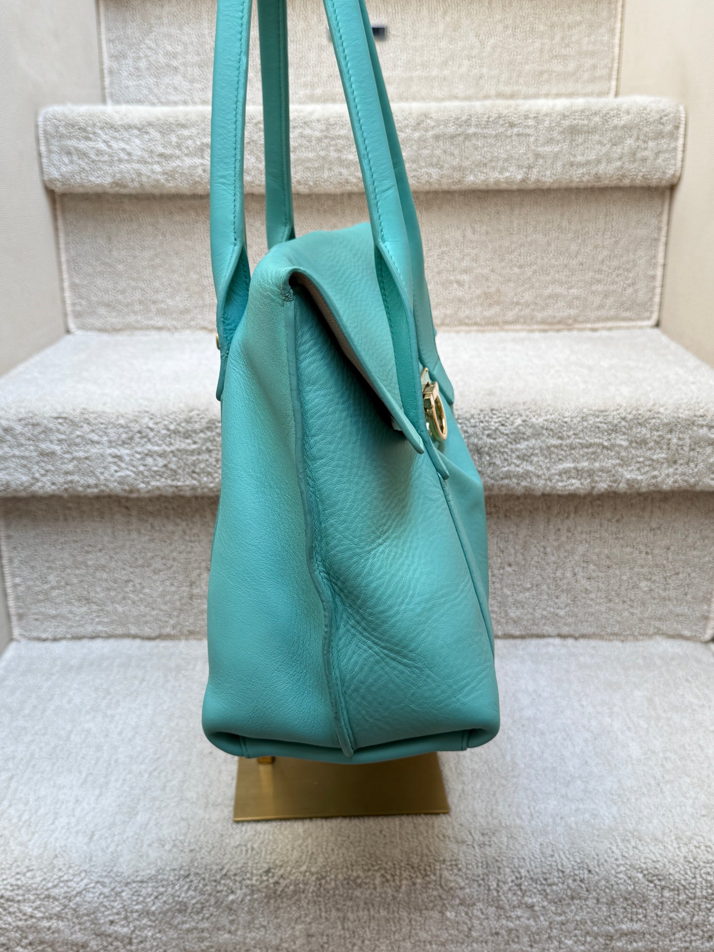 Salvatore Ferragamo Sookie Satchel with Gancini logo in gold