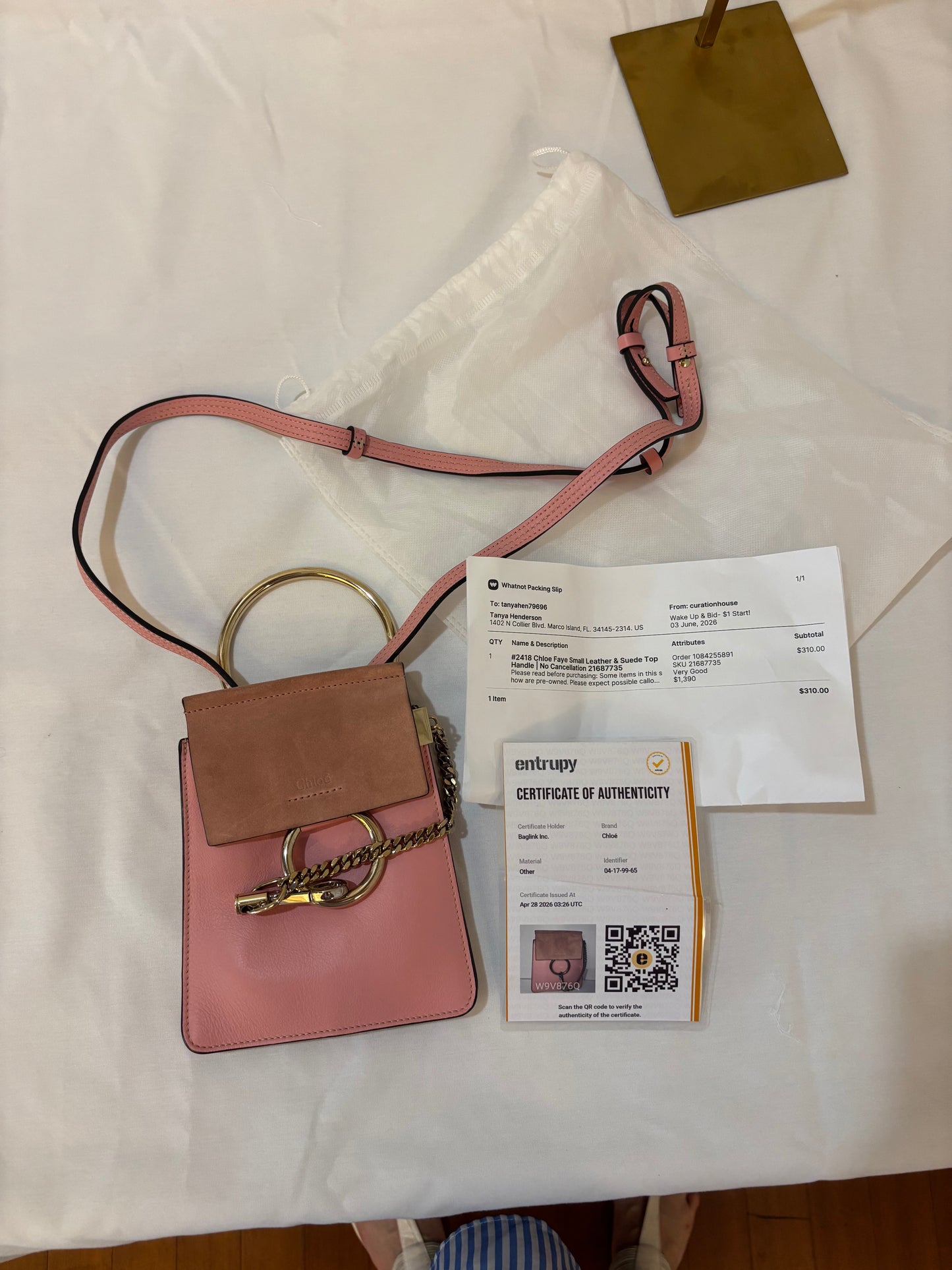 Chloe Suede Calfskin Mini Faye Bracelet Bag Pink Pre-Owned