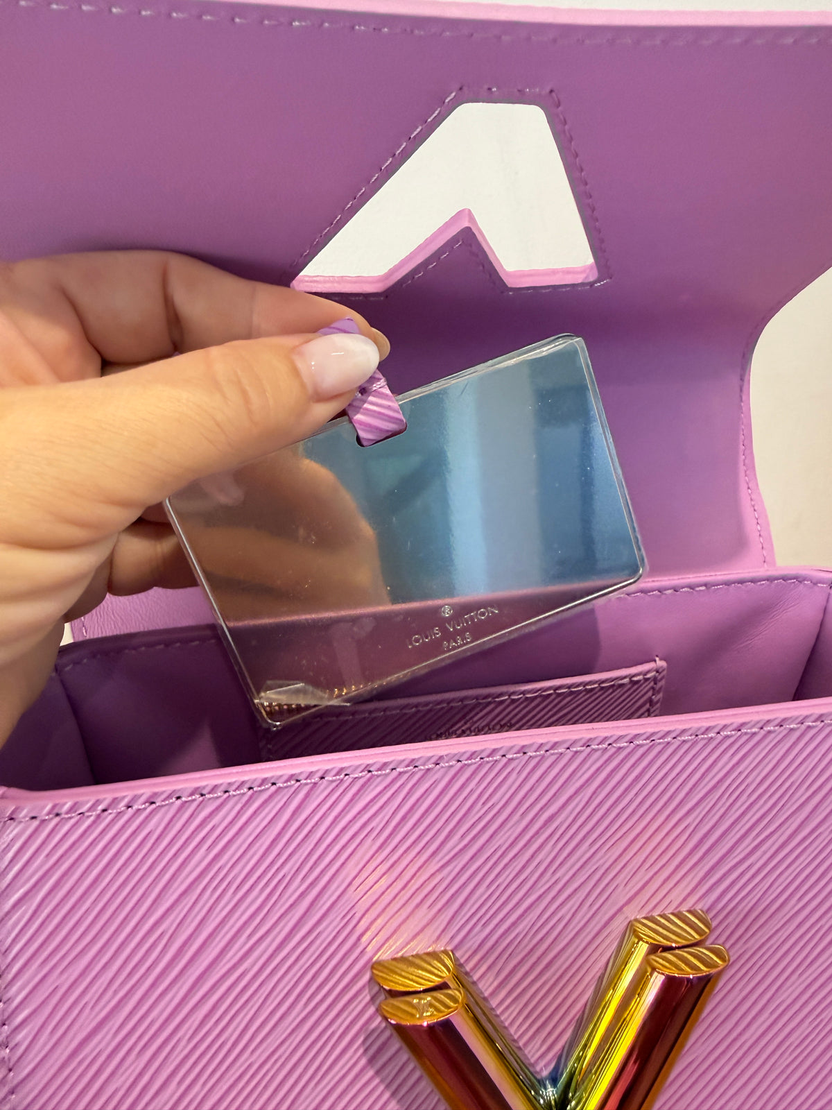 Louis Vuitton Twist PM in Wisteria Lilac Epi Leather with Iridescent LV Lock