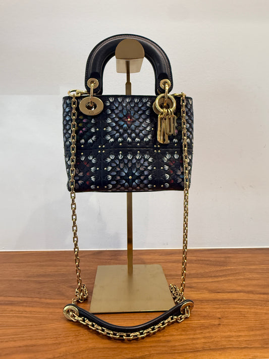 Sac à main Dior Lady Dior Mini en cuir d'occasion