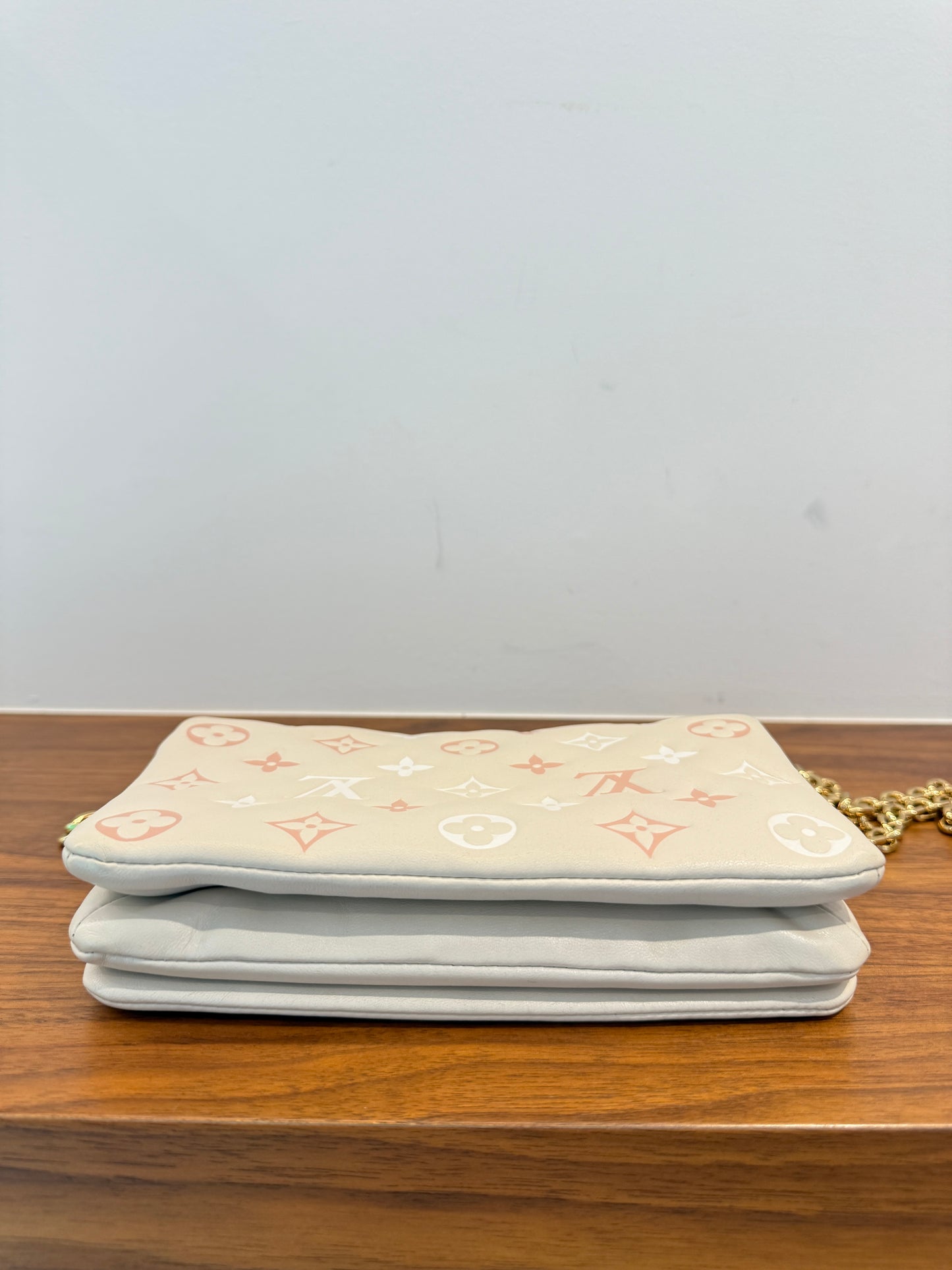 Louis Vuitton Lambskin Embossed Monogram Pochette Coussin Cream Pre-Owned