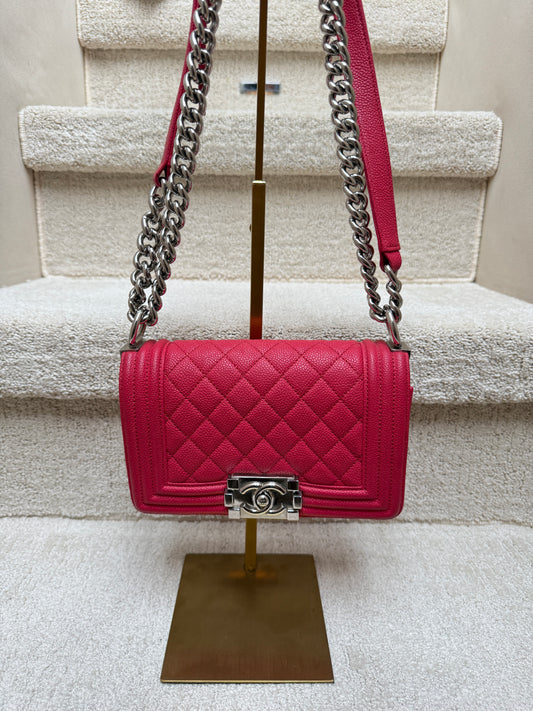 Chanel Boy Bag Small in Pink Caviar Leather Pre-Owned