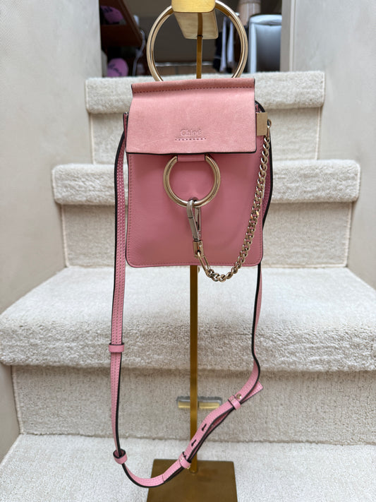 Chloe Suede Calfskin Mini Faye Bracelet Bag Pink Pre-Owned