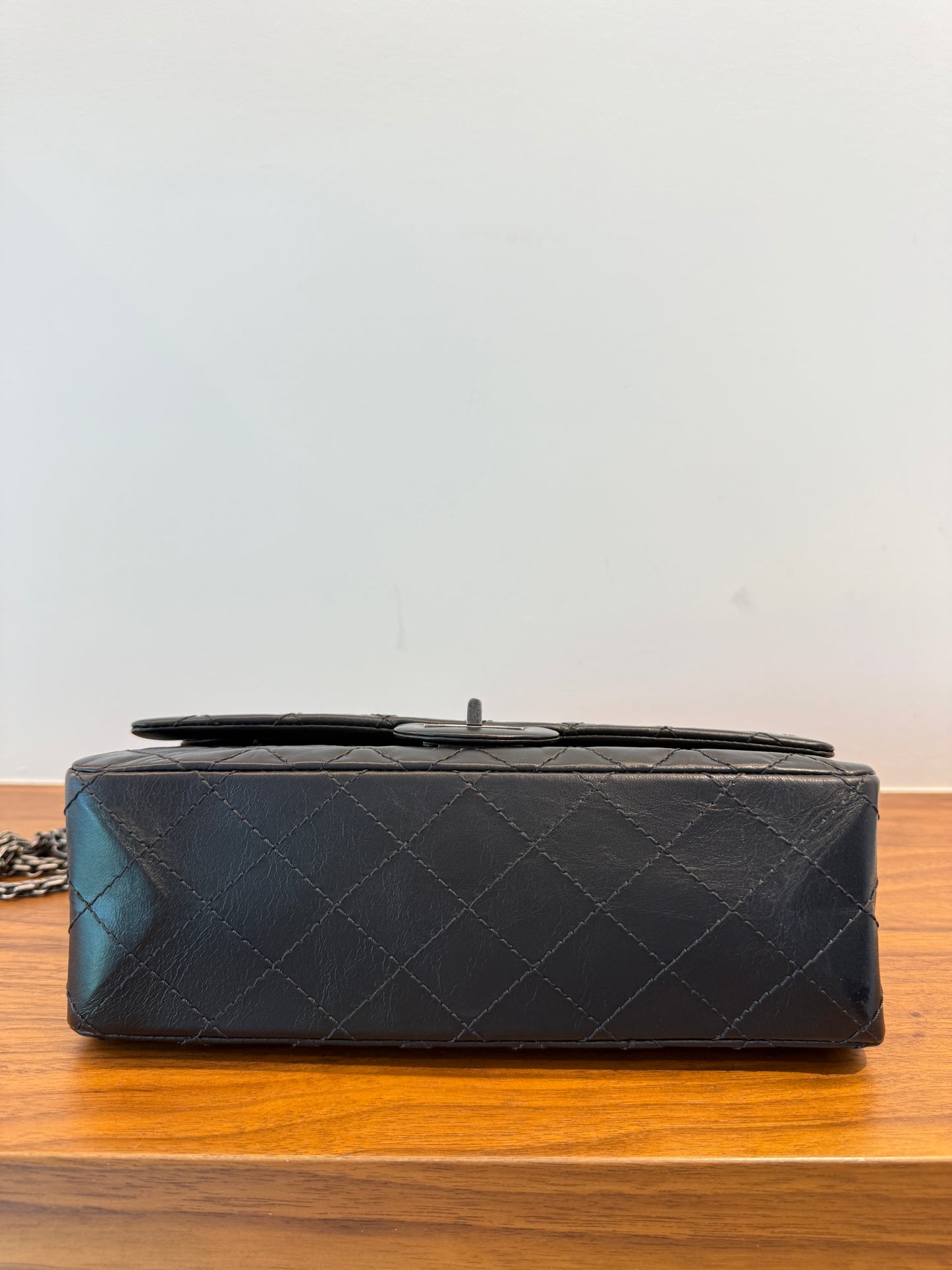 Chanel Aged Calfskin Quilted 2.55 Reissue 225 Classic Double Flap Black