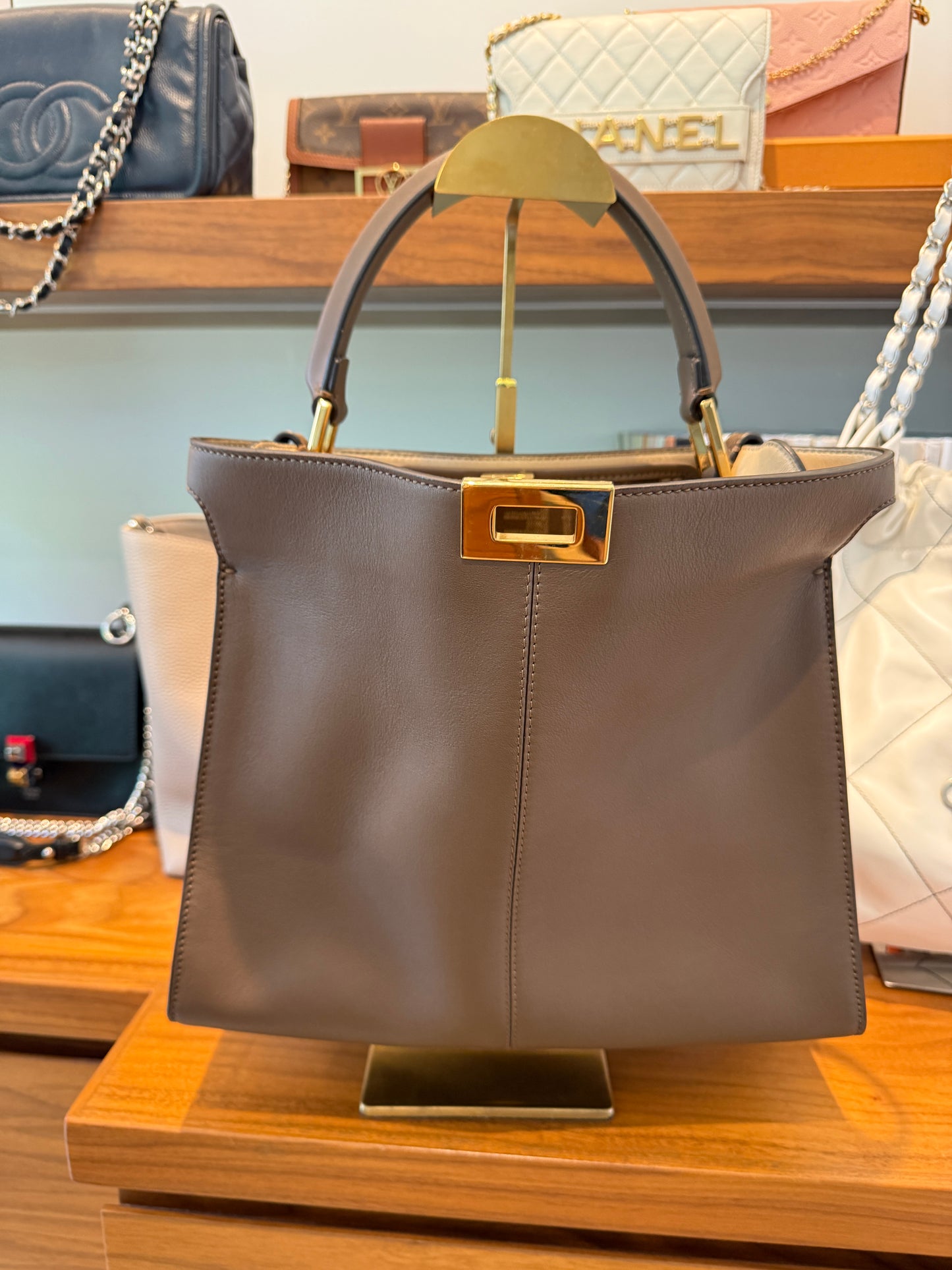 Fendi Vitello Seta Shiny Nappa Medium Peekaboo Satchel Pre-Owned