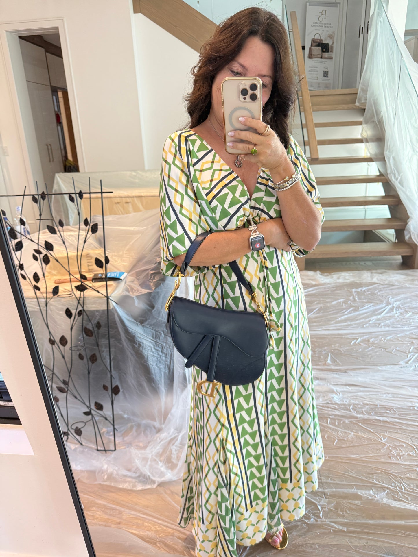 Sac Saddle Christian Dior en toile et cuir bleu marine indigo avec bandoulière guitare bordeaux d'occasion