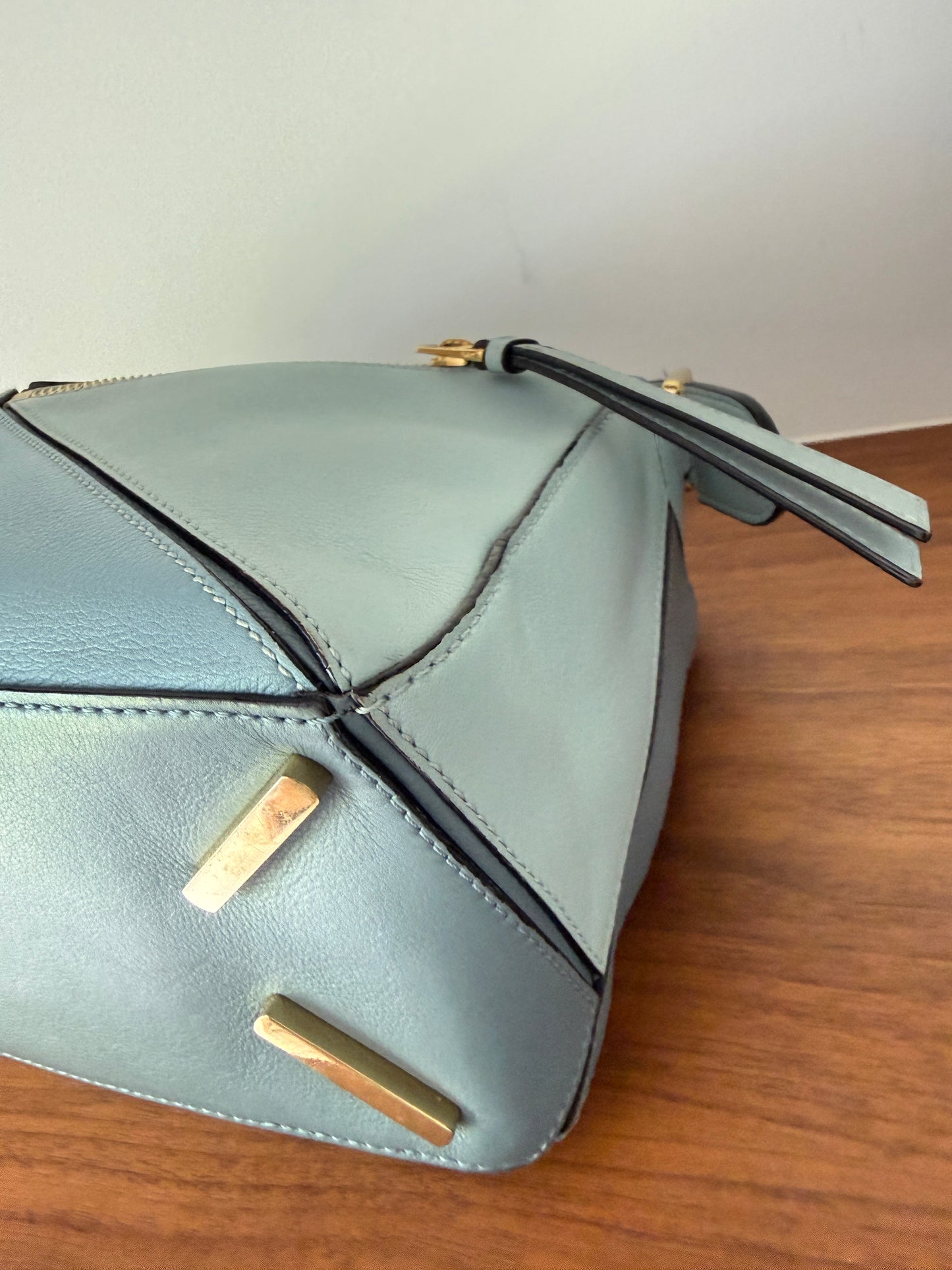 Loewe Grained Calfskin Small Puzzle Bag Multi-Blue Pre-Owned