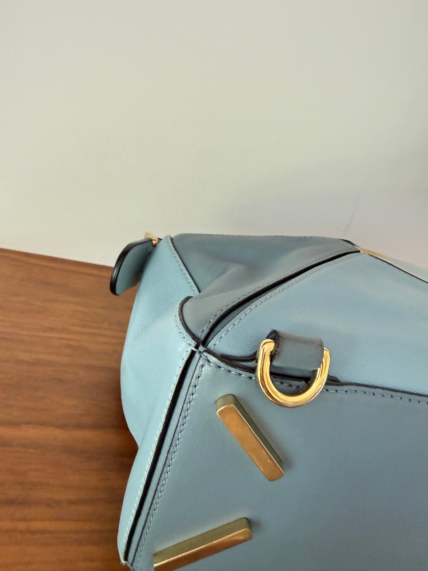 Loewe Grained Calfskin Small Puzzle Bag Multi-Blue Pre-Owned