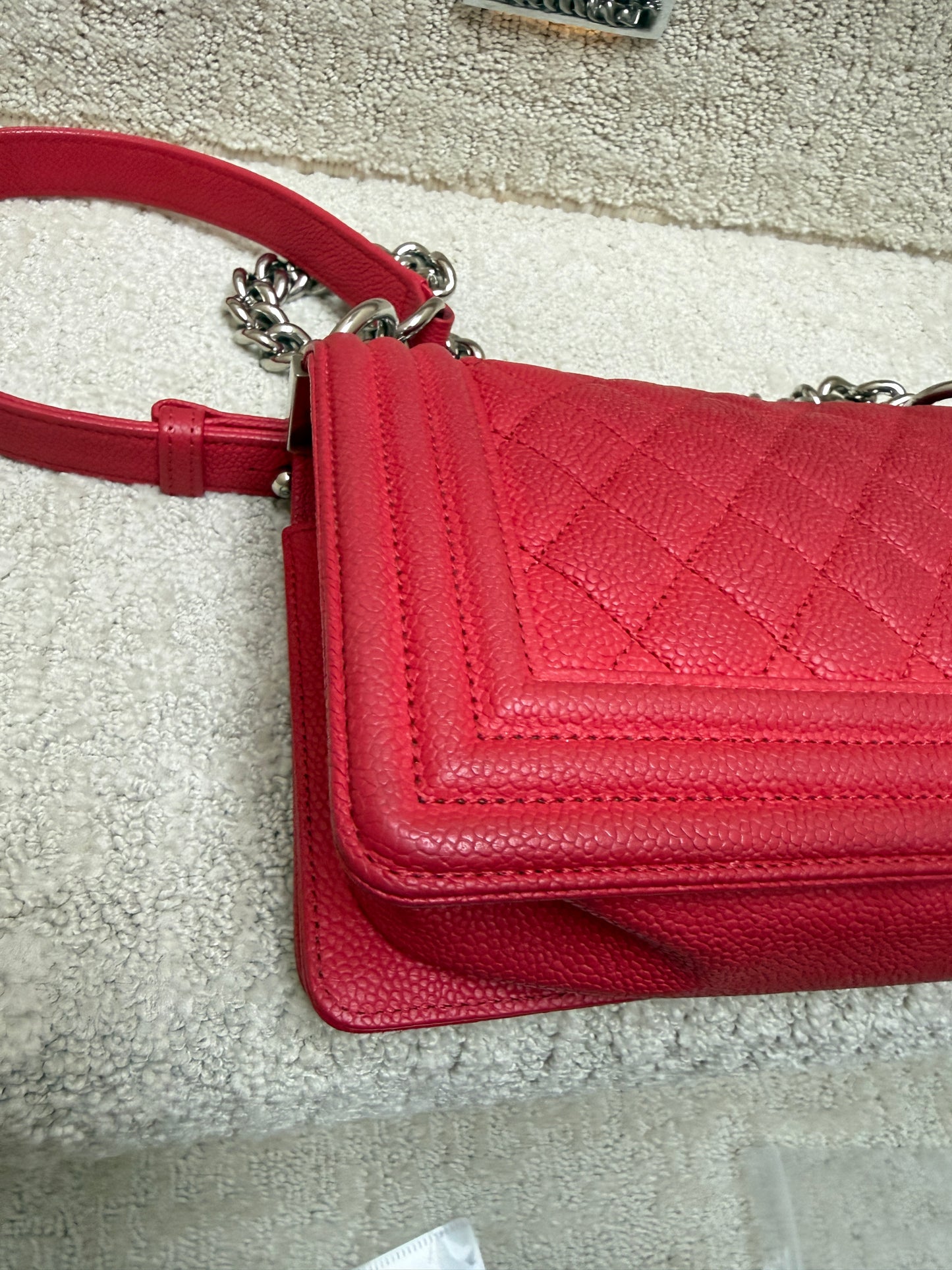 Chanel Boy Bag Small in Pink Caviar Leather Pre-Owned