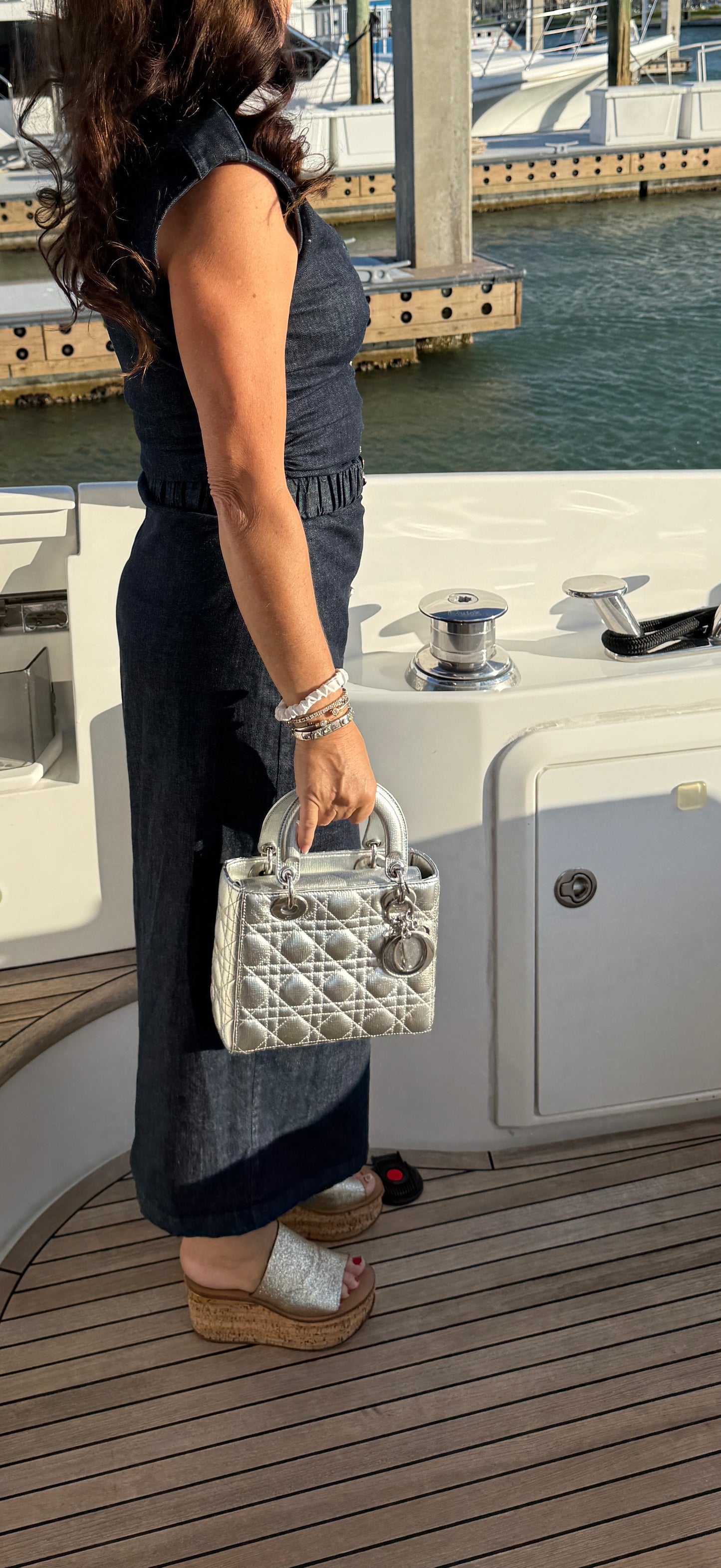 Christian Dior Lambskin Cannage Small My ABC in Silver