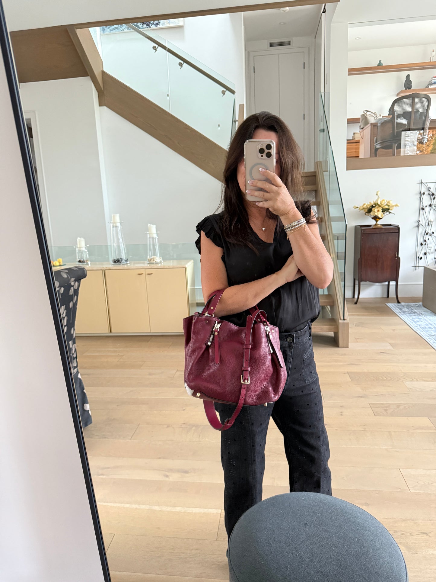 Burgundy Maidstone Shoulder Bag in Burgundy