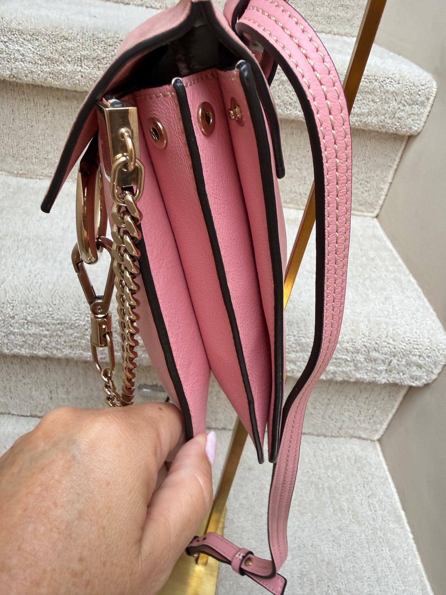 Chloe Suede Calfskin Mini Faye Bracelet Bag Pink Pre-Owned