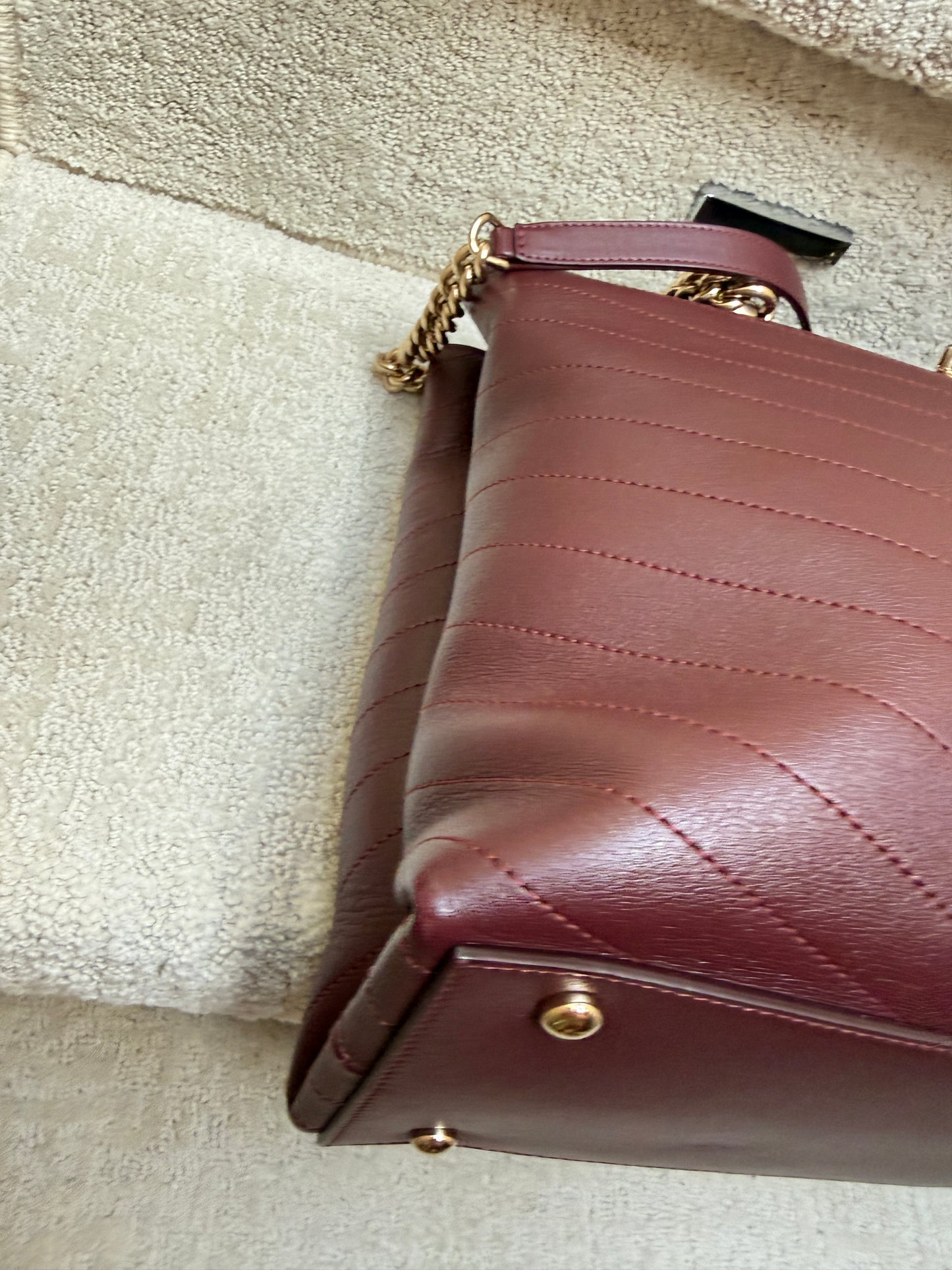 Chanel Chevron Shoulder Tote in Burgundy Chevon Pre-Owned